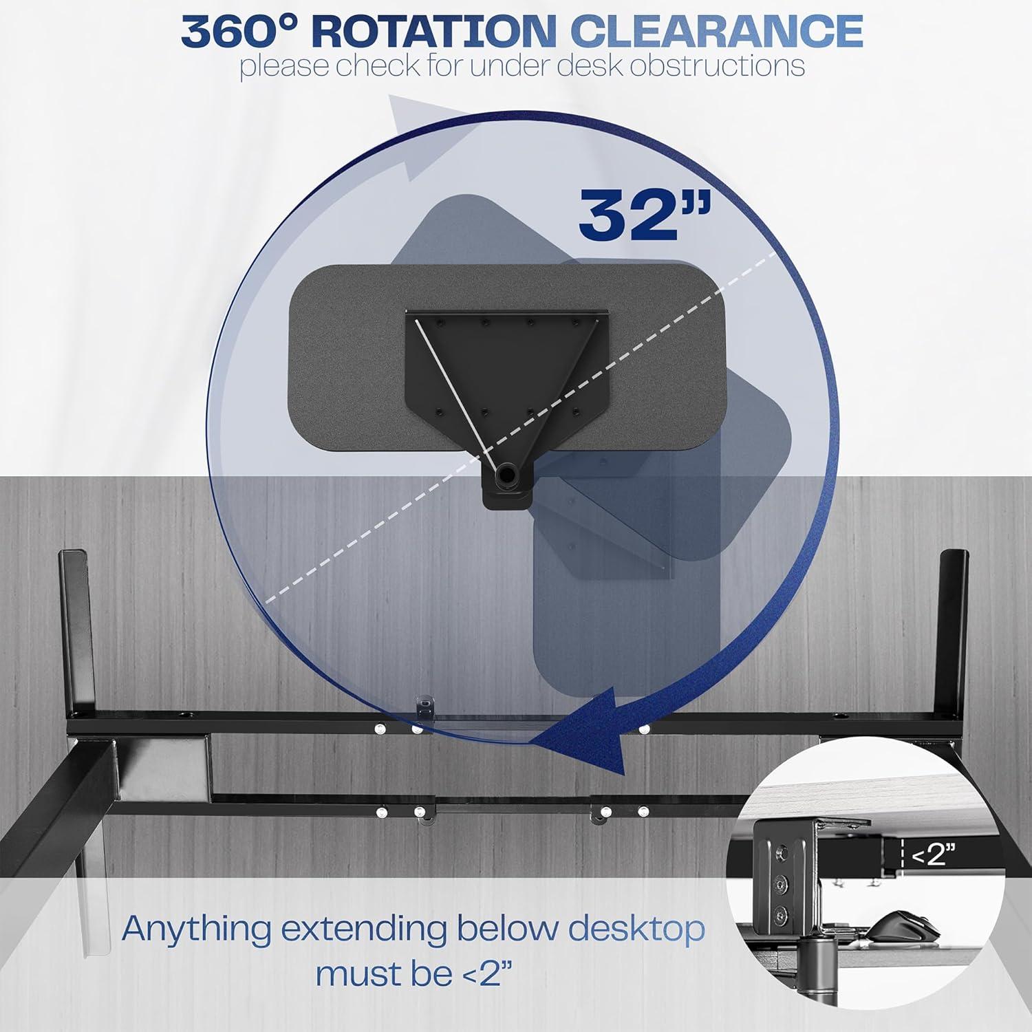 Vivo VIVO Black 23 x 10 inch Screw-In Rotating Computer Keyboard and Mouse Tray
