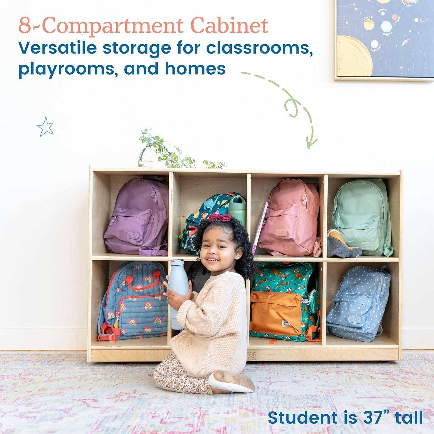 ECR4Kids ECR4Kids 8-Compartment Mobile Backpack Storage Cabinet, Classroom Furniture