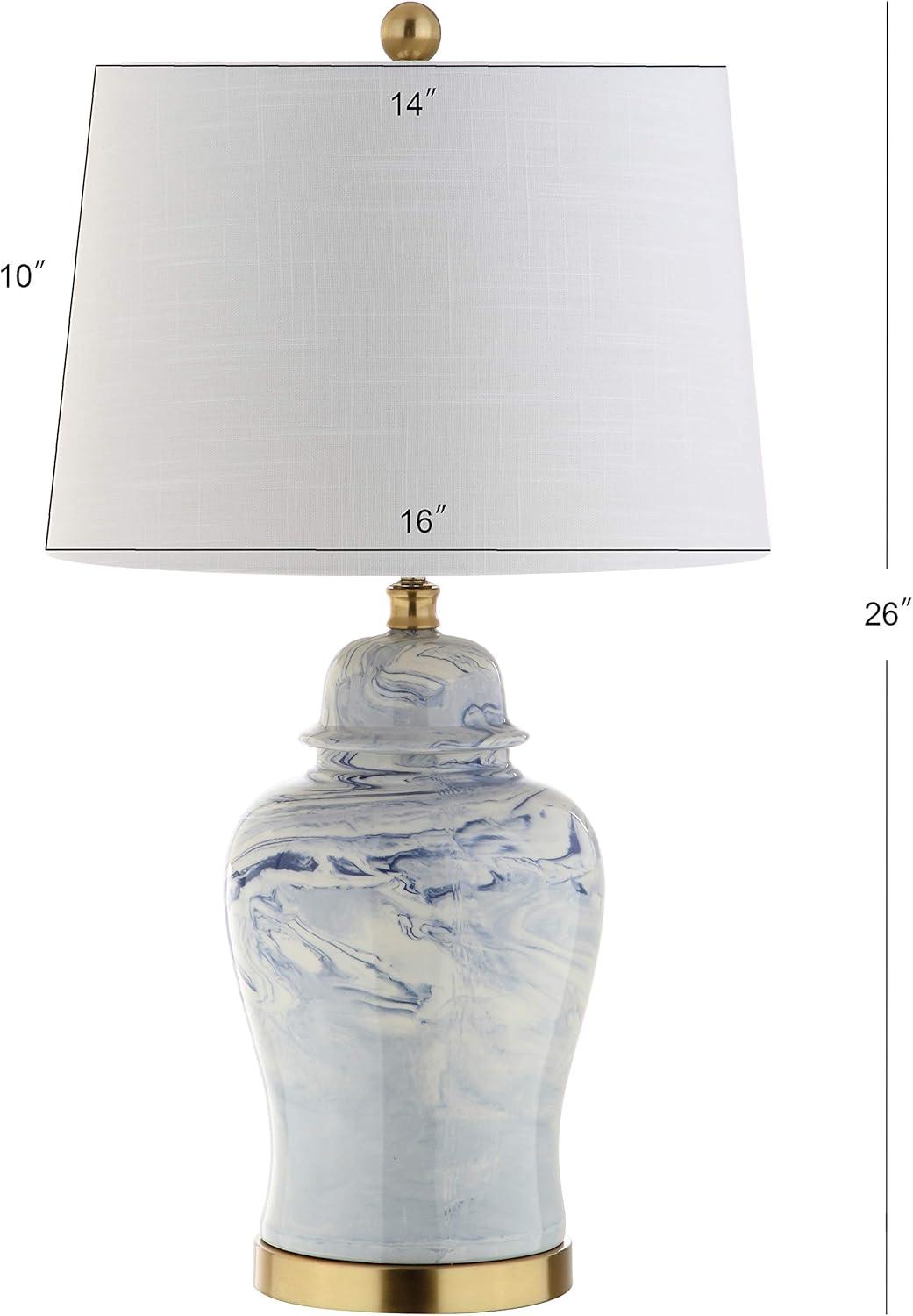 Wallace 26" Blue and White Ceramic Table Lamp with Cotton Shade