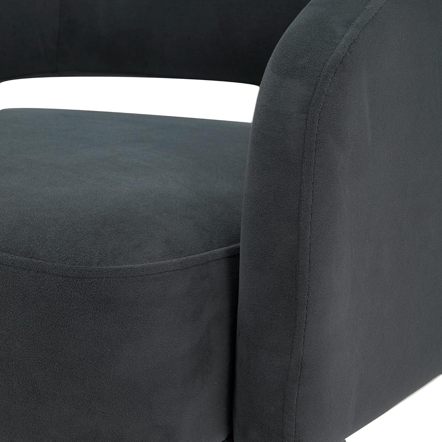 Dark Grey Velvet Geometric Swivel Accent Chair