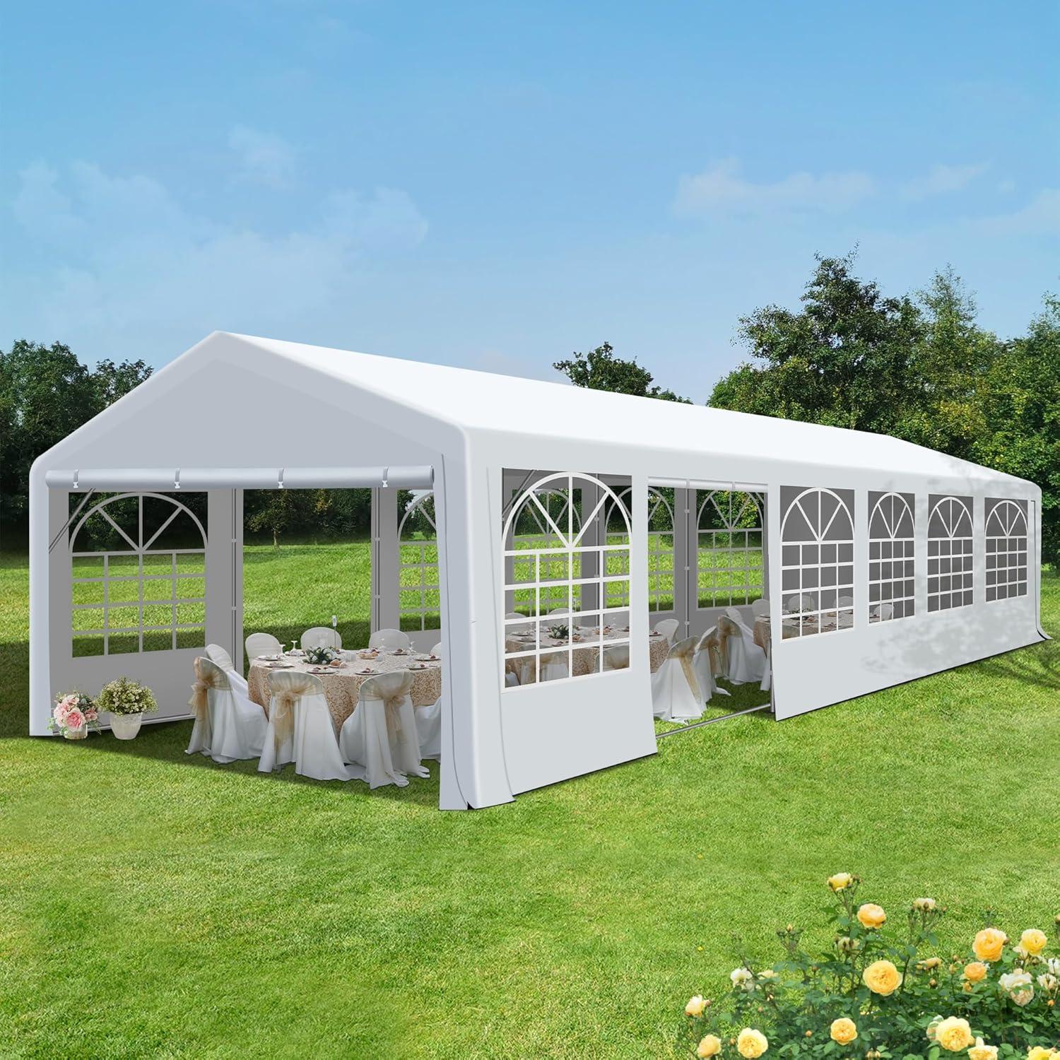 Towallmark 20' X 40' Outdoor Party Wedding Tent, Heavy Duty Canopy With 10 Detachable Side Walls, Suitable For Camping Wedding Picnics