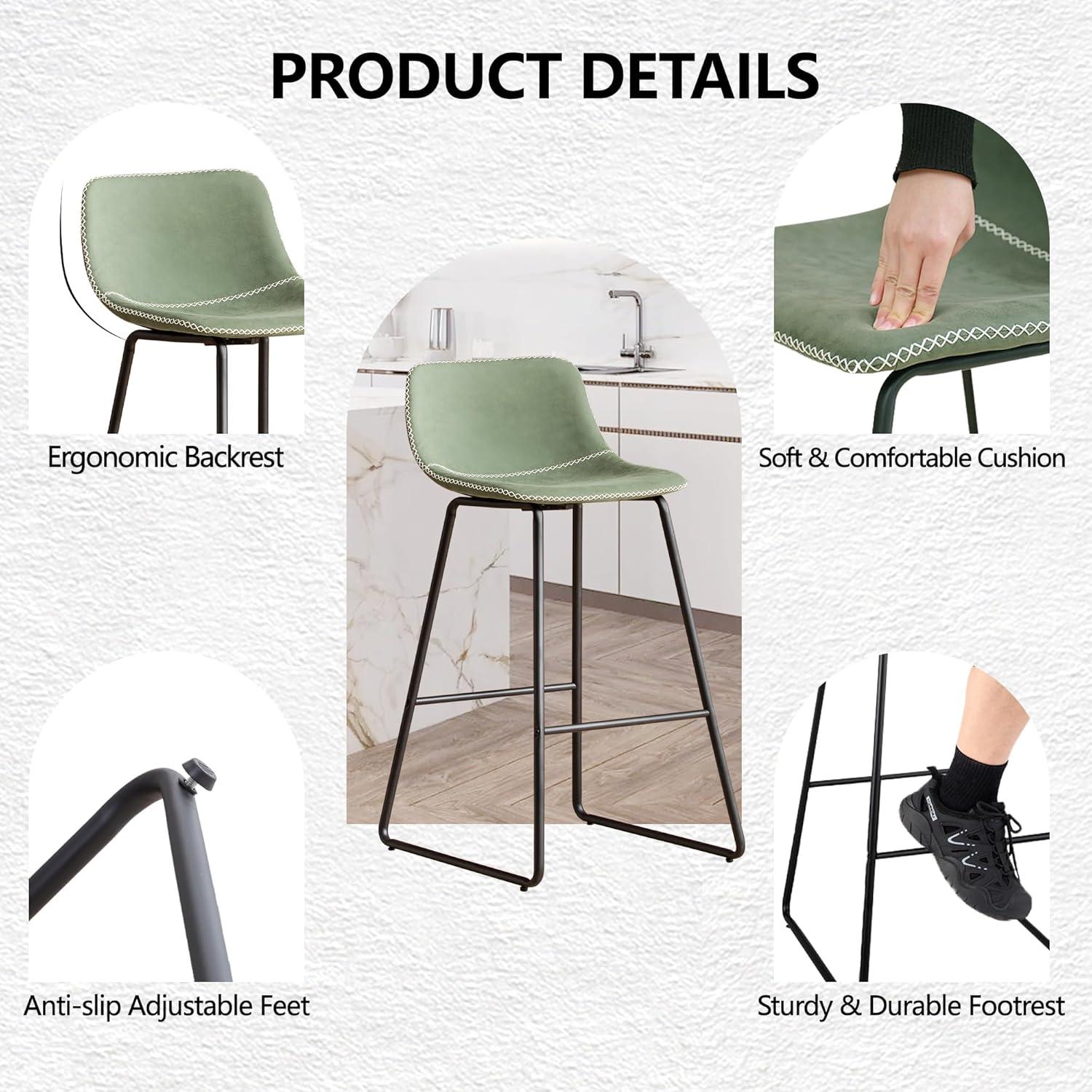 HeuGah Bar Height Bar Stools Set of 2, Barstools with Backs, Modern Bar Stools for Kitchen Island, Bar Stool 30 Inch Seat Height