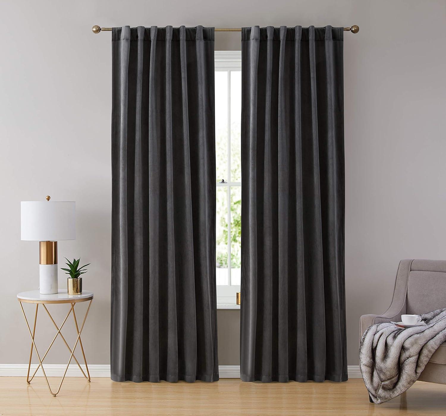 Eider & Ivory™ Monroy Velvet Solid Color Curtain Panels Set (Set of 2)