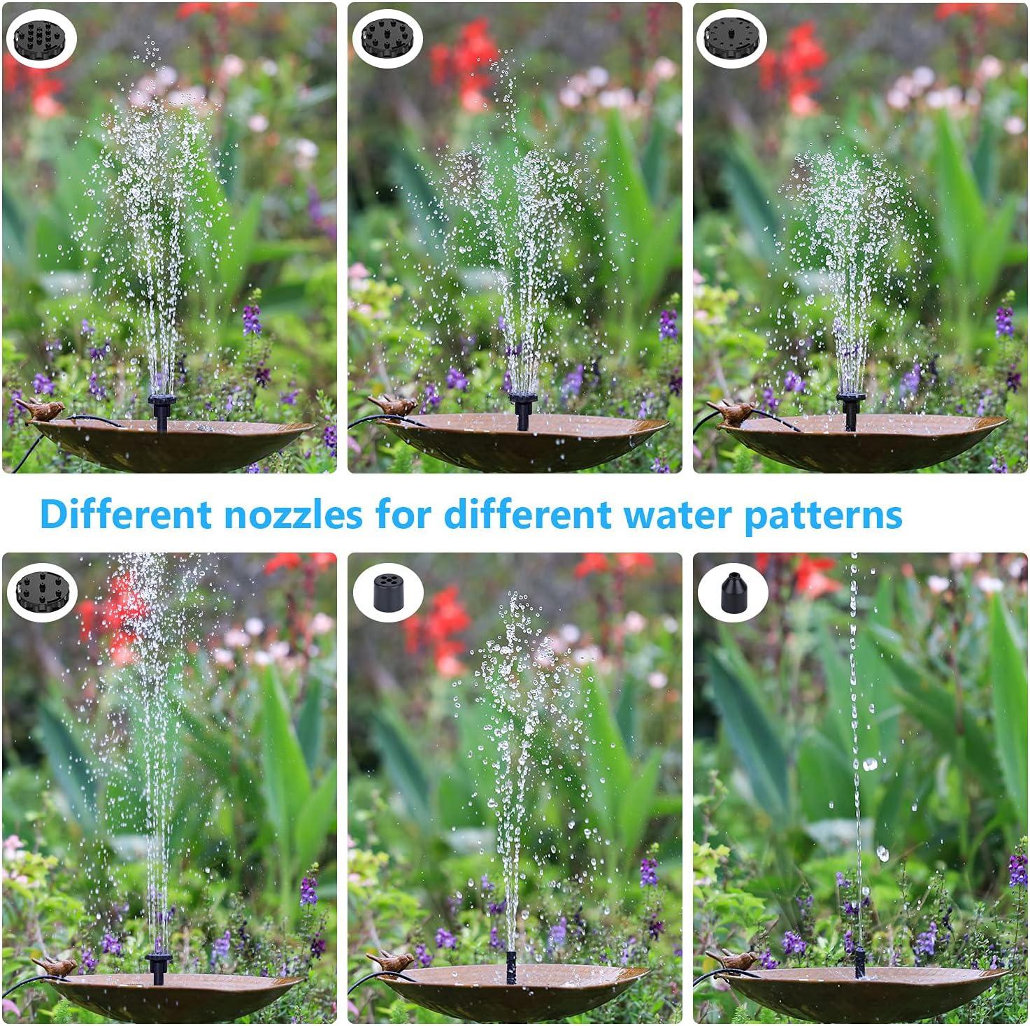 AISITIN 2.5W Solar Fountain Pump, DIY Outdoor Solar Water Fountain with 6 Nozzles and 4ft Water Pipe, Solar Powered Pump for Bird Bath, Ponds, Garden and Fish Tank Garden, Pond