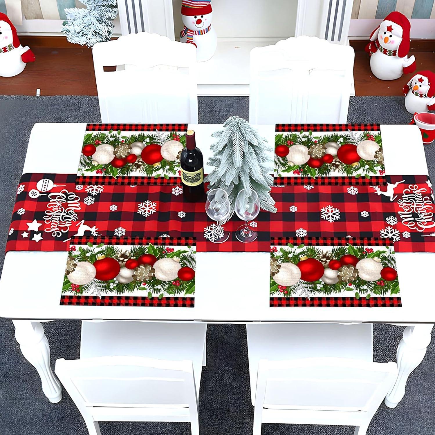 Red and Black Buffalo Check Christmas Placemats Set of 4