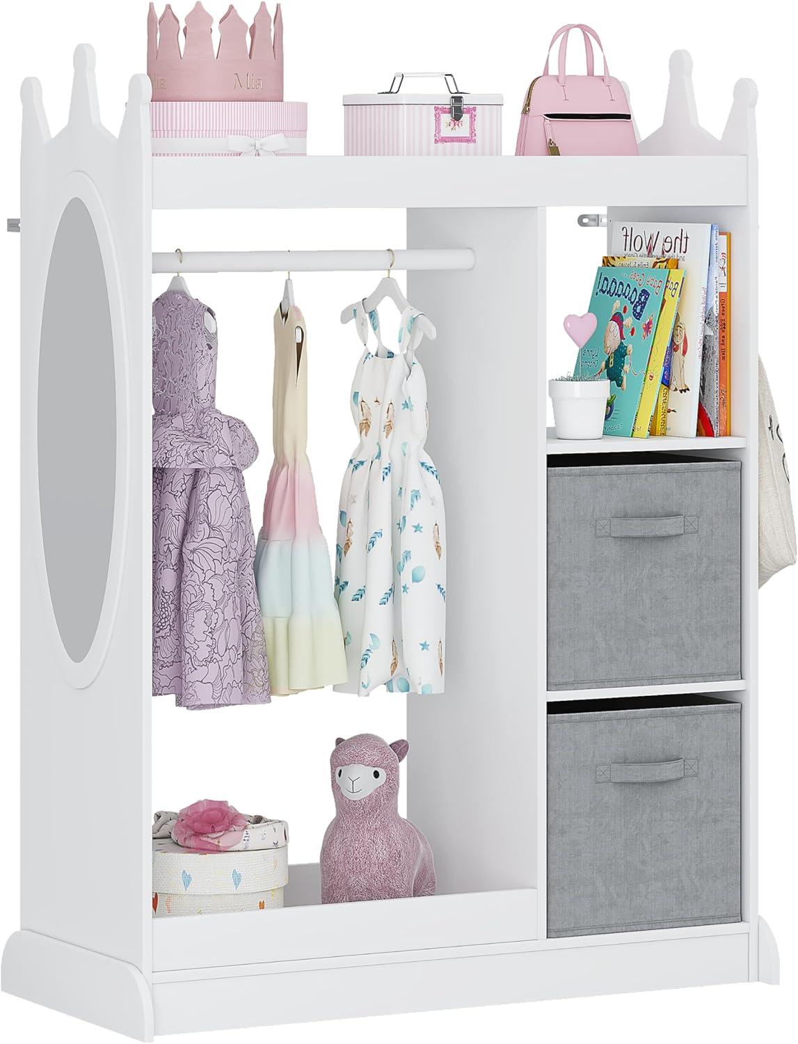 UTEX Kids Dress up Storage with Mirror and Storage