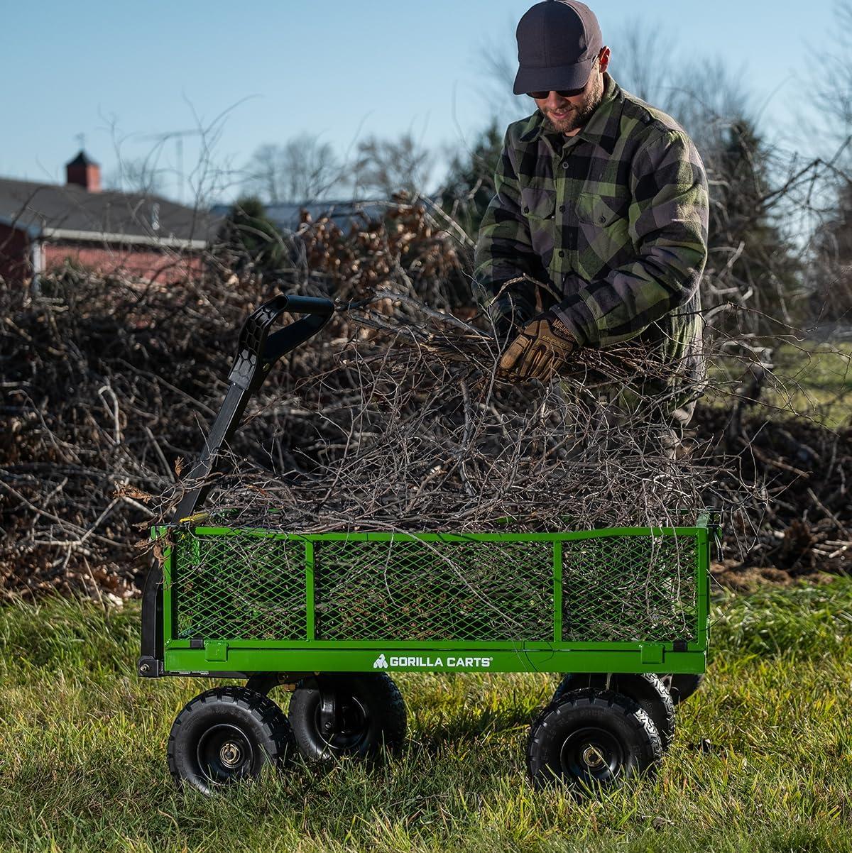 Gorilla Carts GOR400 400-lb. Steel Mesh Garden Cart with 10" Tires