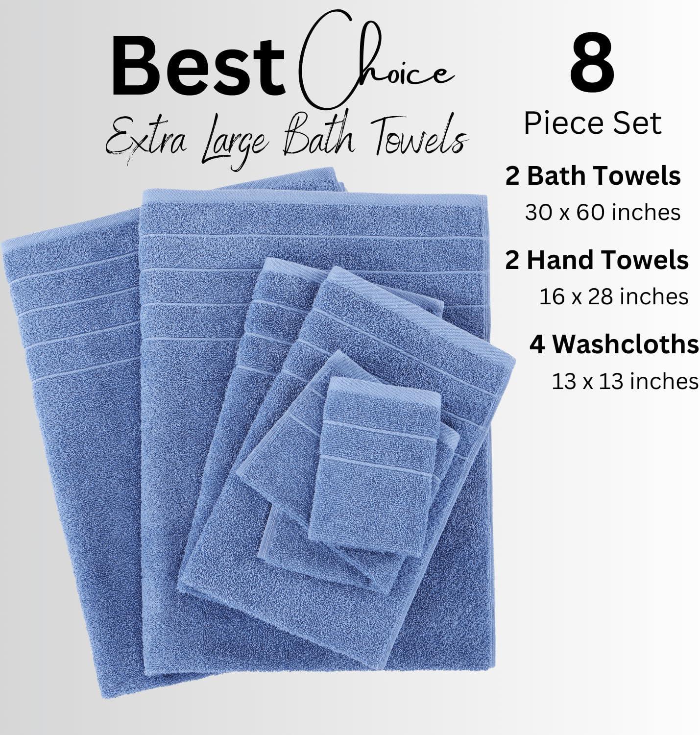 Cerulean Blue 8-Piece Cotton Towel Set