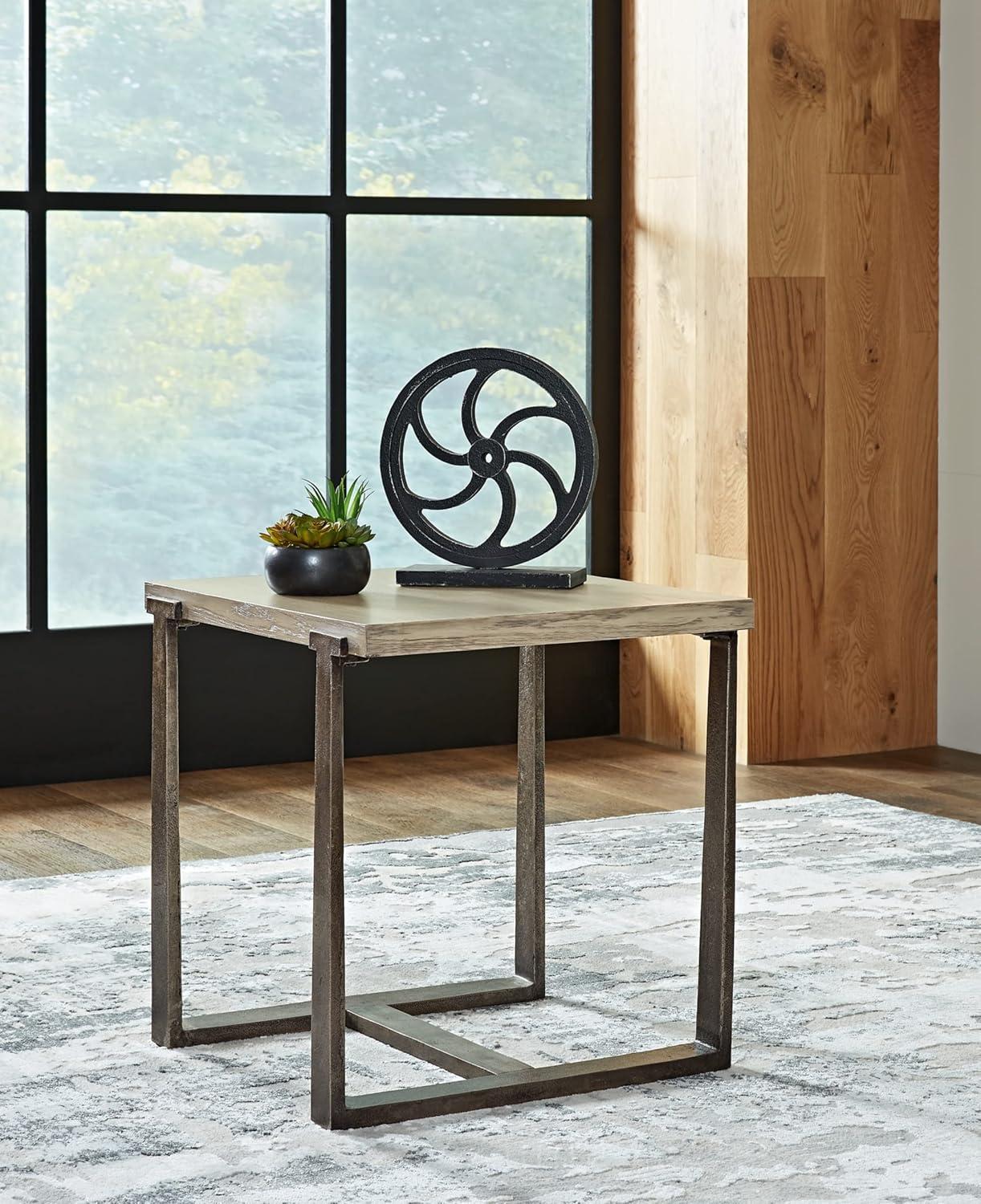 Dalenville Square End Table Black/Gray/Brown/Beige - Signature Design by Ashley: Contemporary Aluminum & Veneer Accent Table