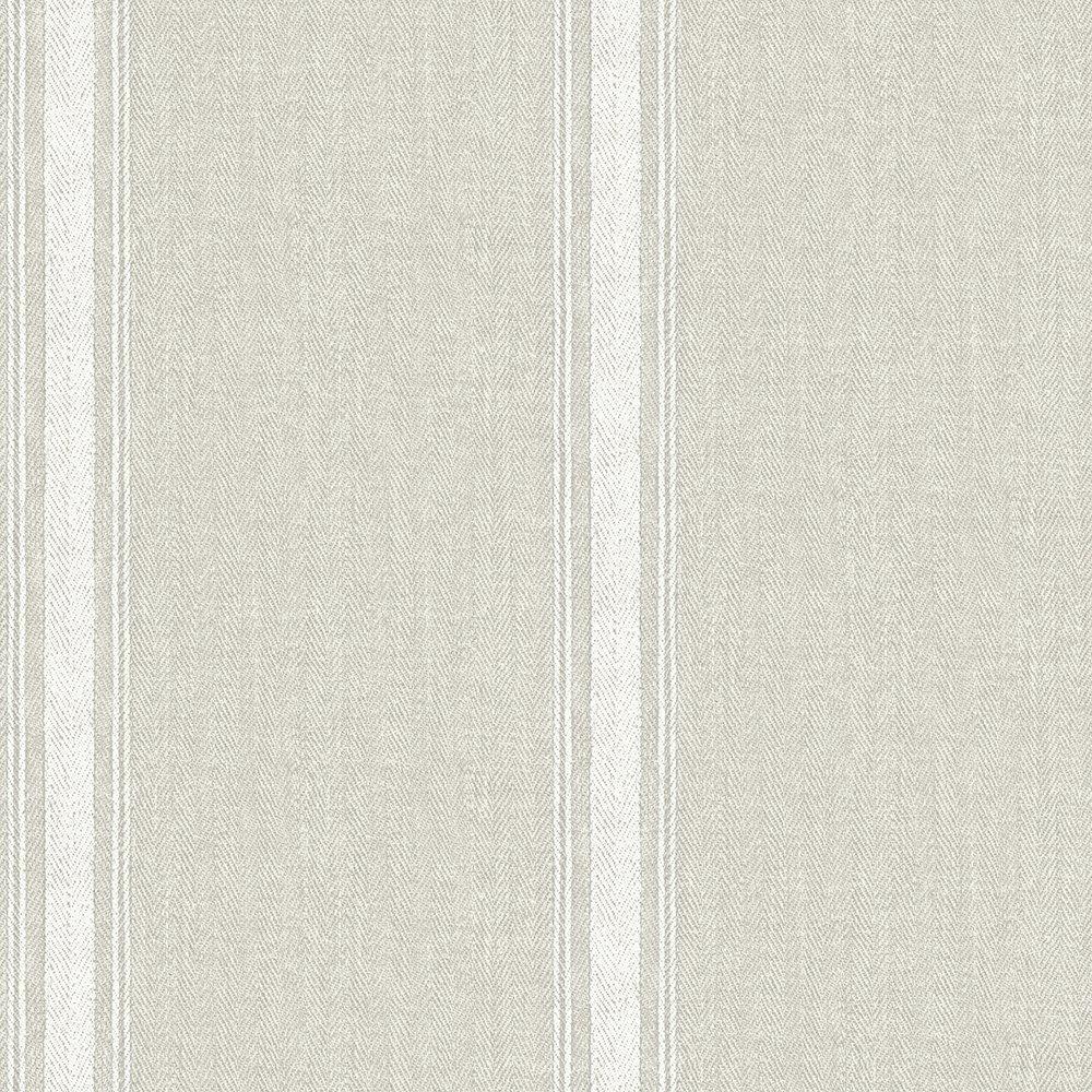 Chesapeake Linette Light Grey Fabric Stripe Prepasted High Performance Wallpaper, 20.5-in by 33-ft, 56.4 sq. ft.