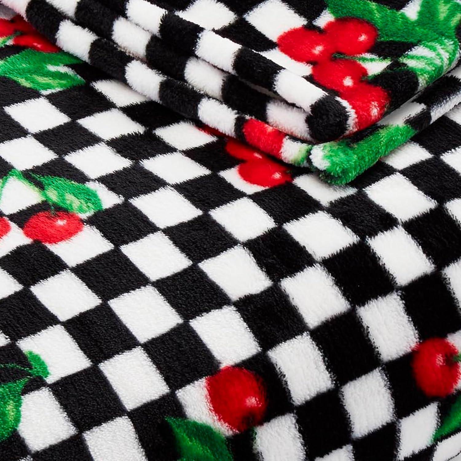 50"x70" Oversized Cherry Checker Throw Blanket Bright Red - Betseyville: Cozy Fleece, Machine Washable