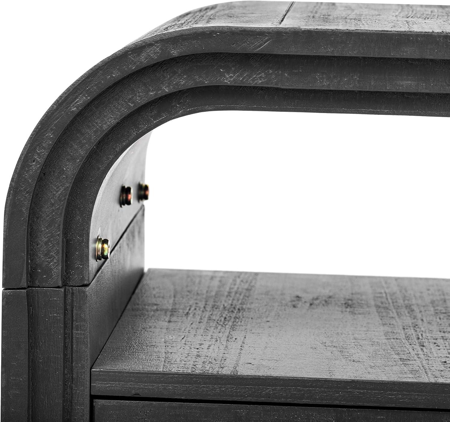 Unique Retro Curved Sideboard with 4 Doors and Treated Fir Veneer, Wood Accent Entryway Console Table Storage Cabinet for Hallway Living Room Foyer Corridor (Natural-12.31)