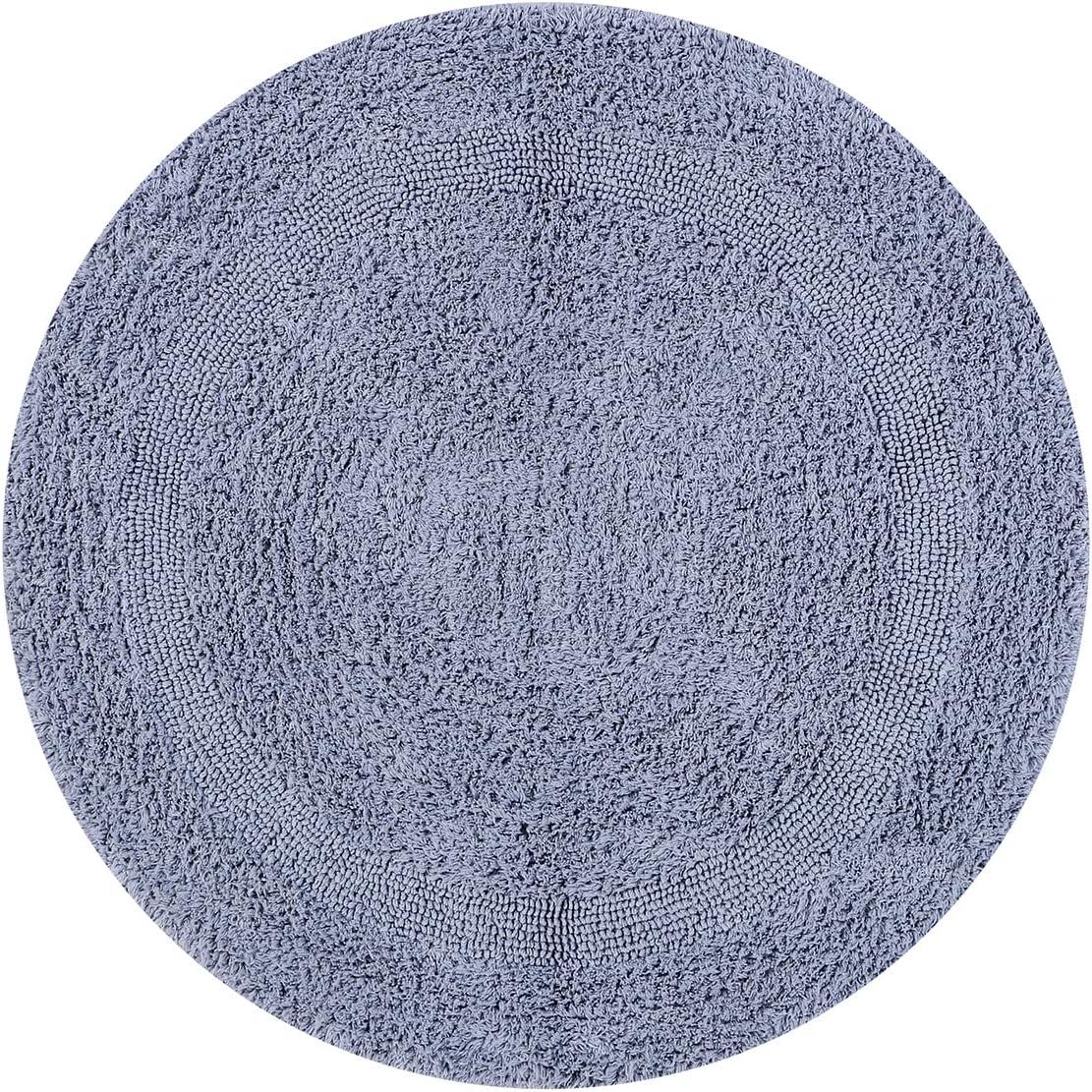 Lux Silver 30" Round Cotton Tufted Bath Rug