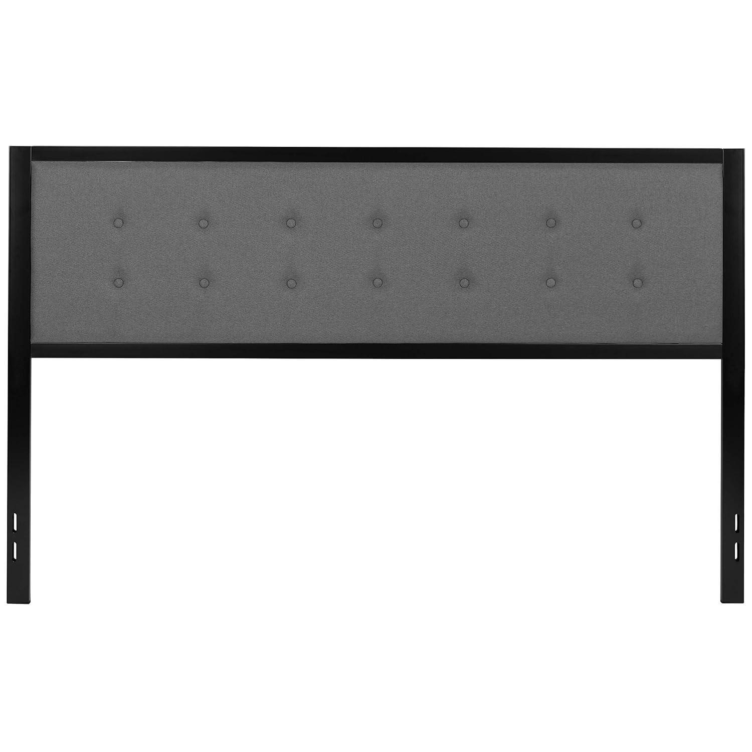 Flash Furniture Bristol Metal Tufted Upholstered King Size Headboard in Dark Gray Fabric