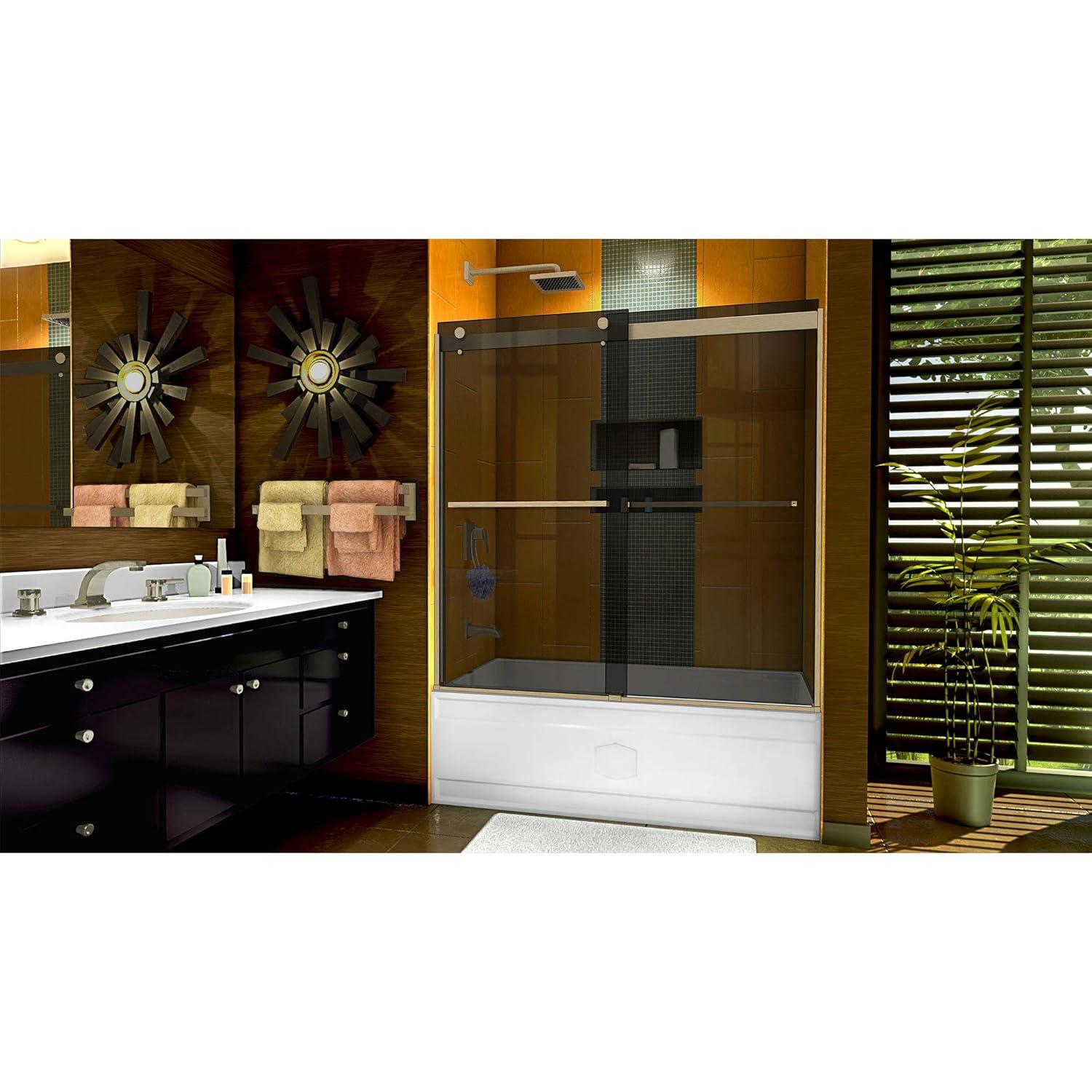 56" - 60" W 60" H Reversible Semi-Frameless Tub Door with ClearMax Technology