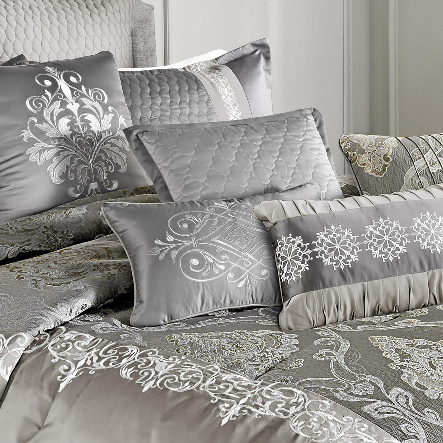 Queen 12pc Kacee Comforter Set Gray - Riverbrook Home