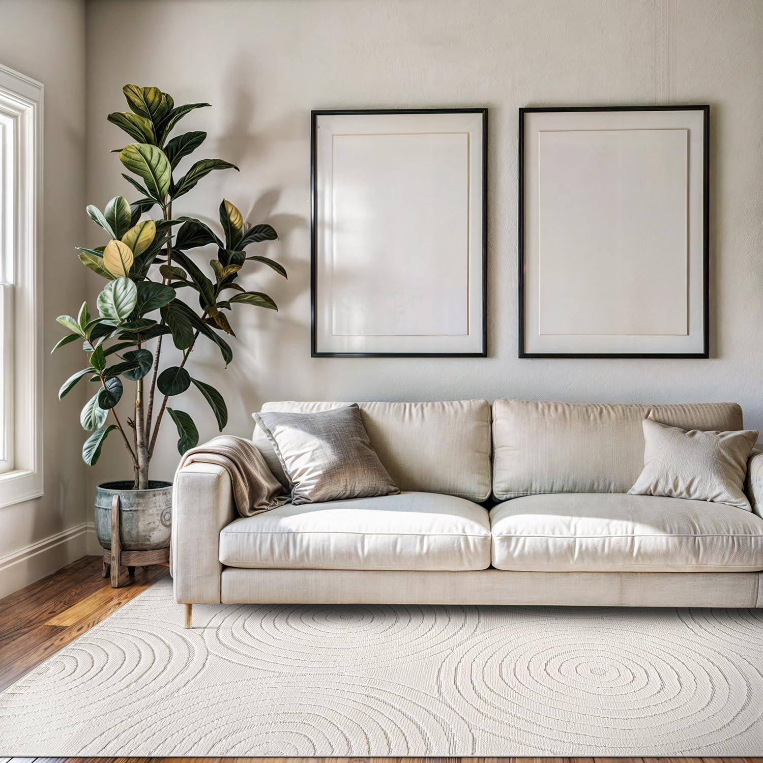 Cloudy Touch White 5 x 7 ft. Circular Indoor Area Rug