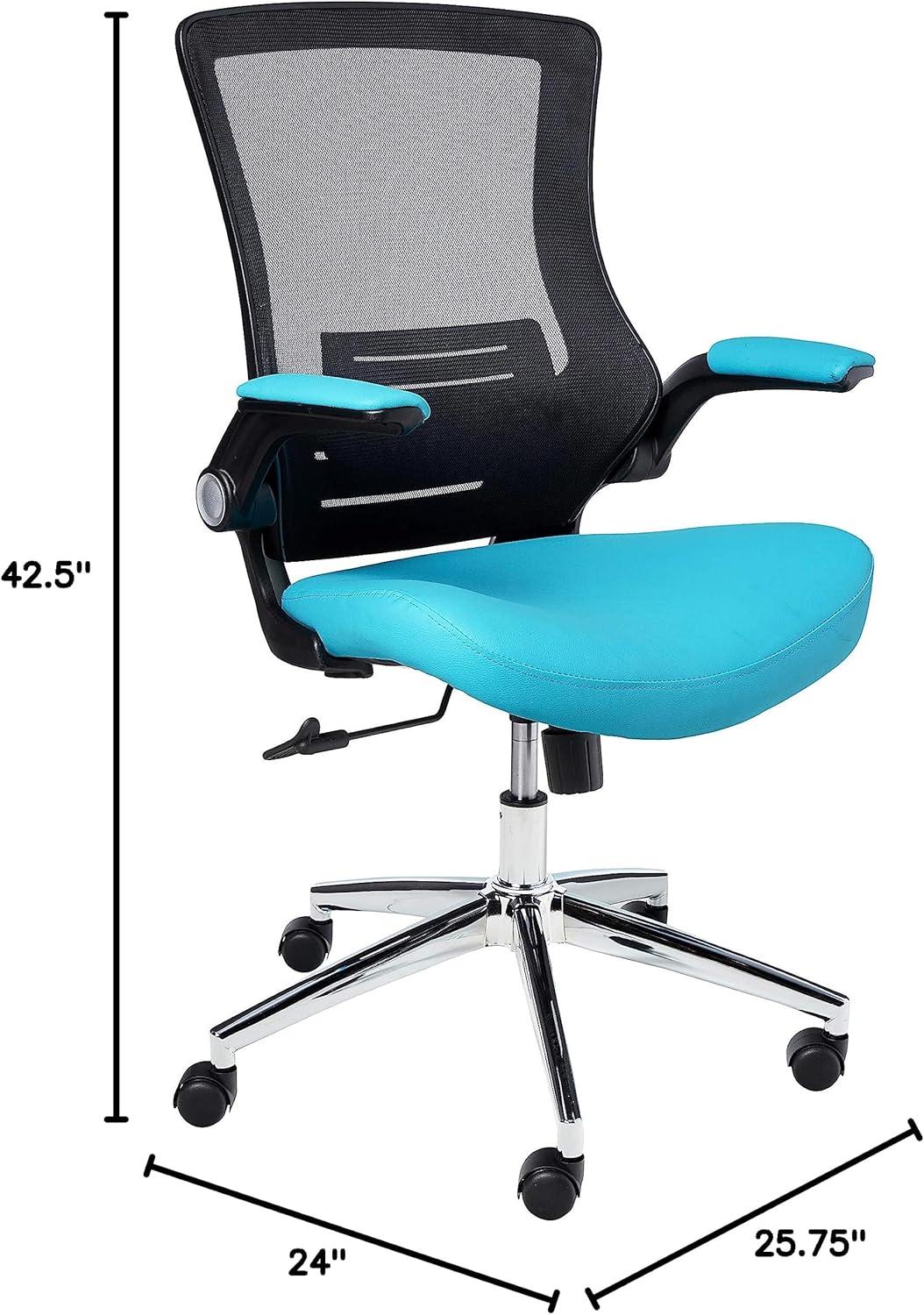 Black Screen Back Manager's Chair with Blue Faux Leather Seat