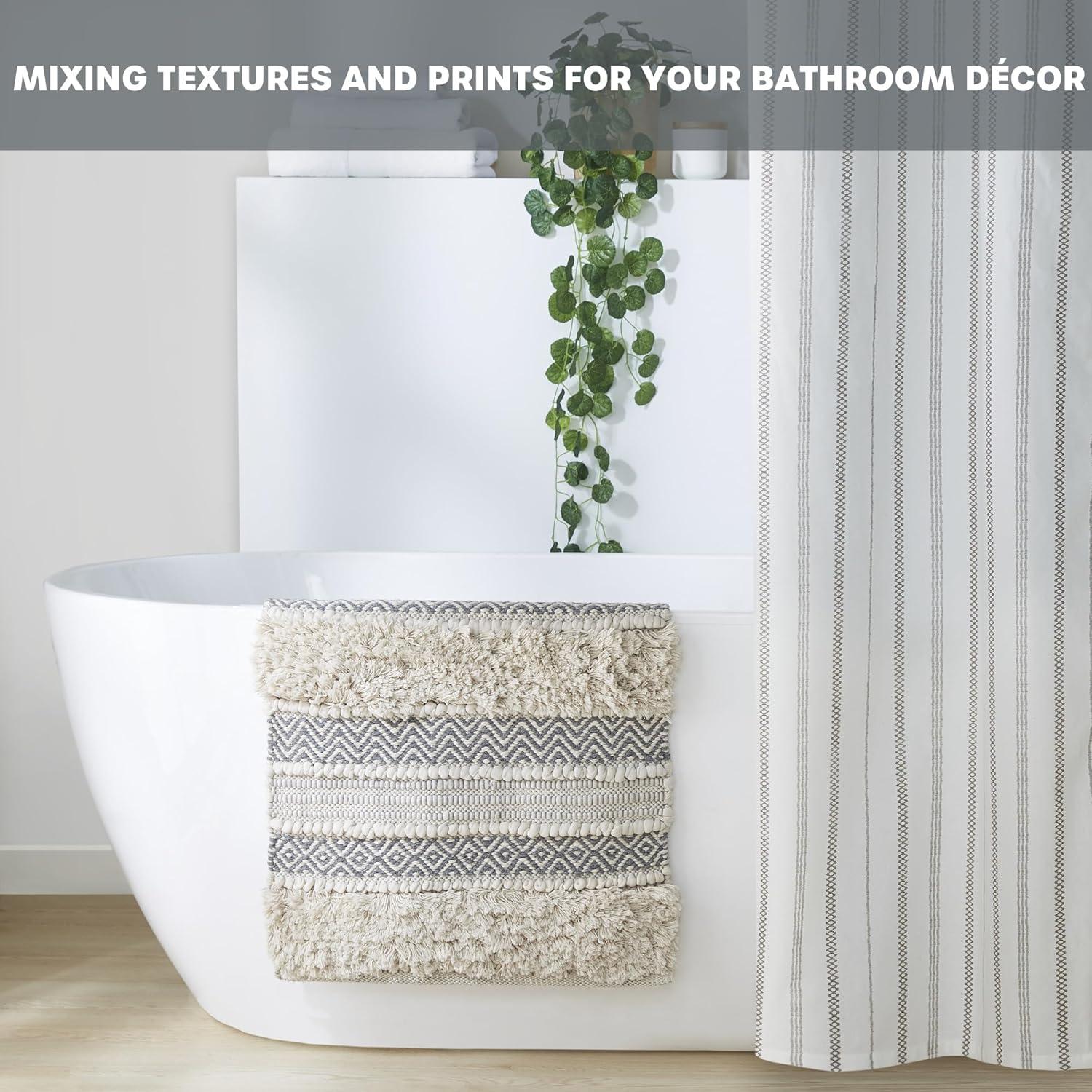 INK+IVY Asher Cotton Blend Bath Rug with Non-Slip Backing