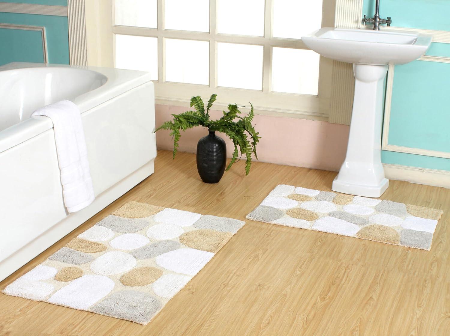2pc 32"x20" Pebbles Bath Rug Set Spa Light Beige - Chesapeake Merchandising: Cotton Tufted Bathroom Mats, Machine Washable
