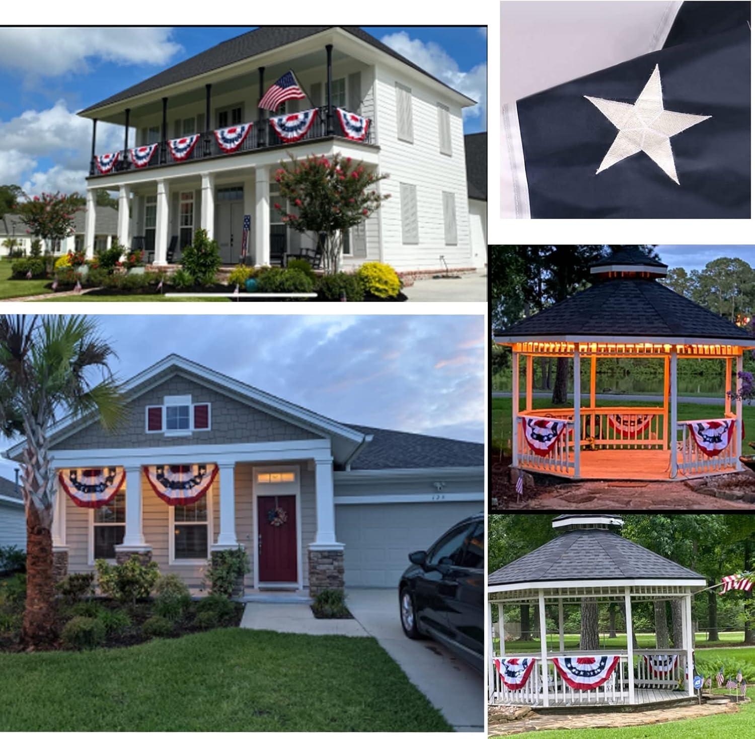 Anley USA Pleated Fan Flag, 3x6 Ft American US Bunting Flags - United States 3 x 6 Feet Half Fan Banner (1 Pack)