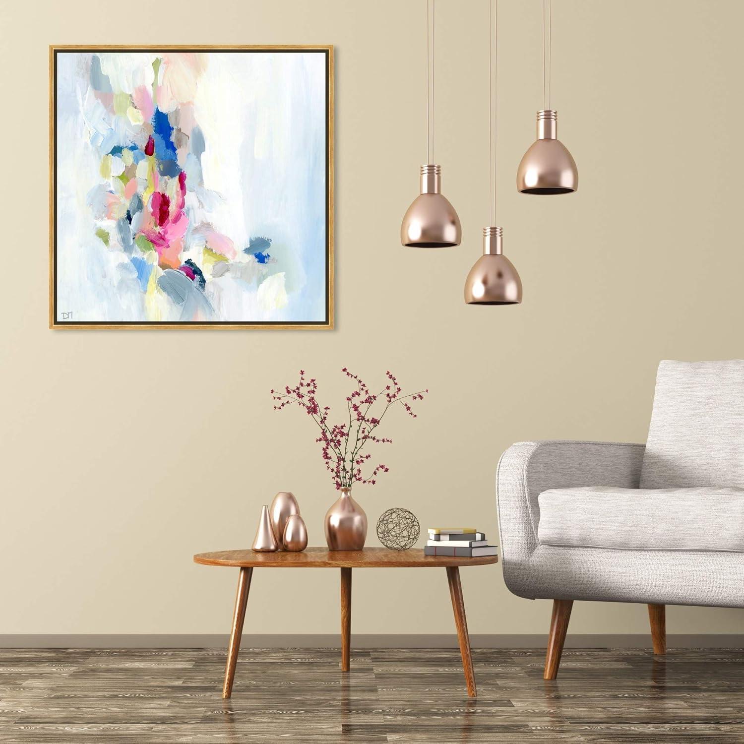 Mi Alegria Abstract Canvas Print with Gold Frame