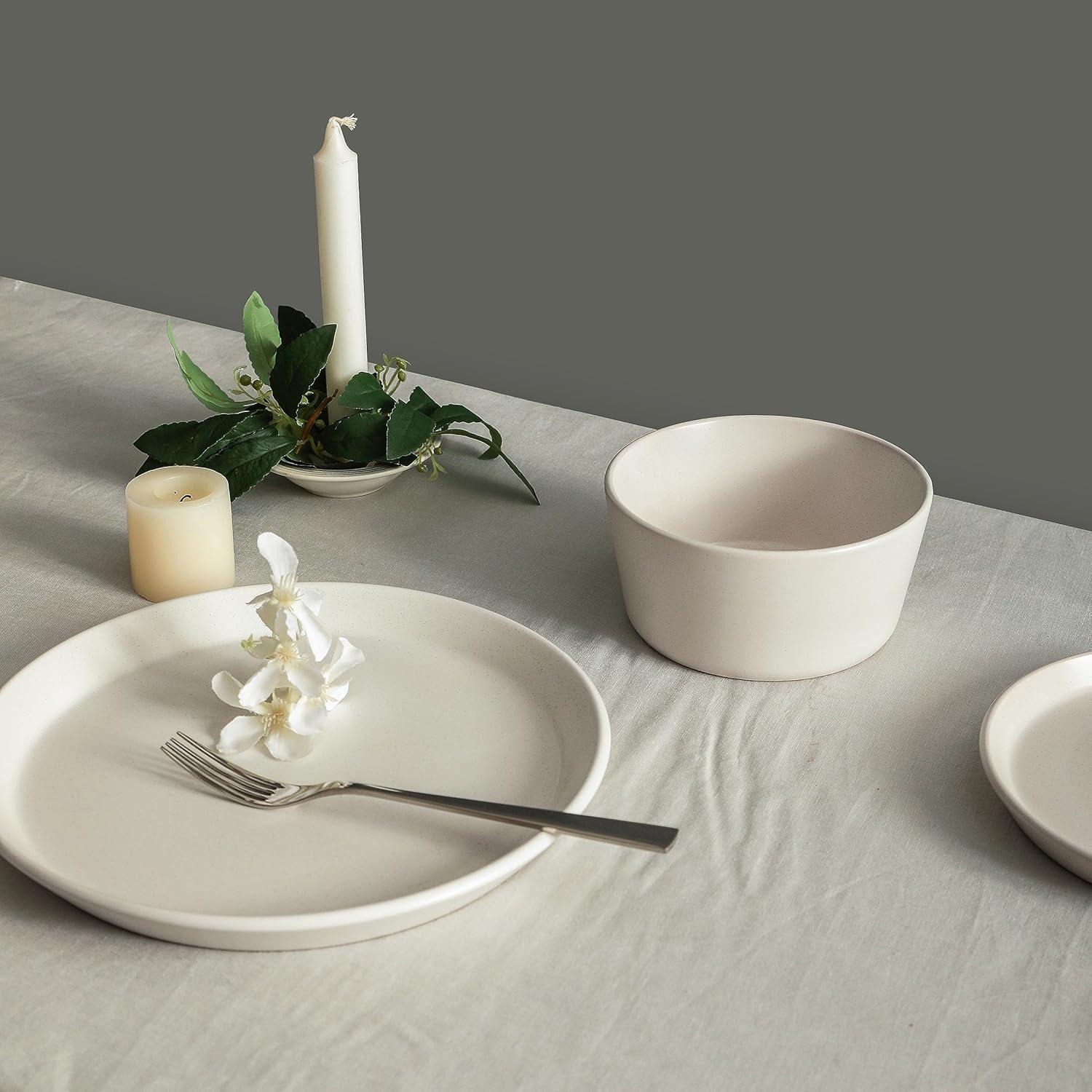 Snow White Ceramic 16-Piece Dinnerware Set for 4