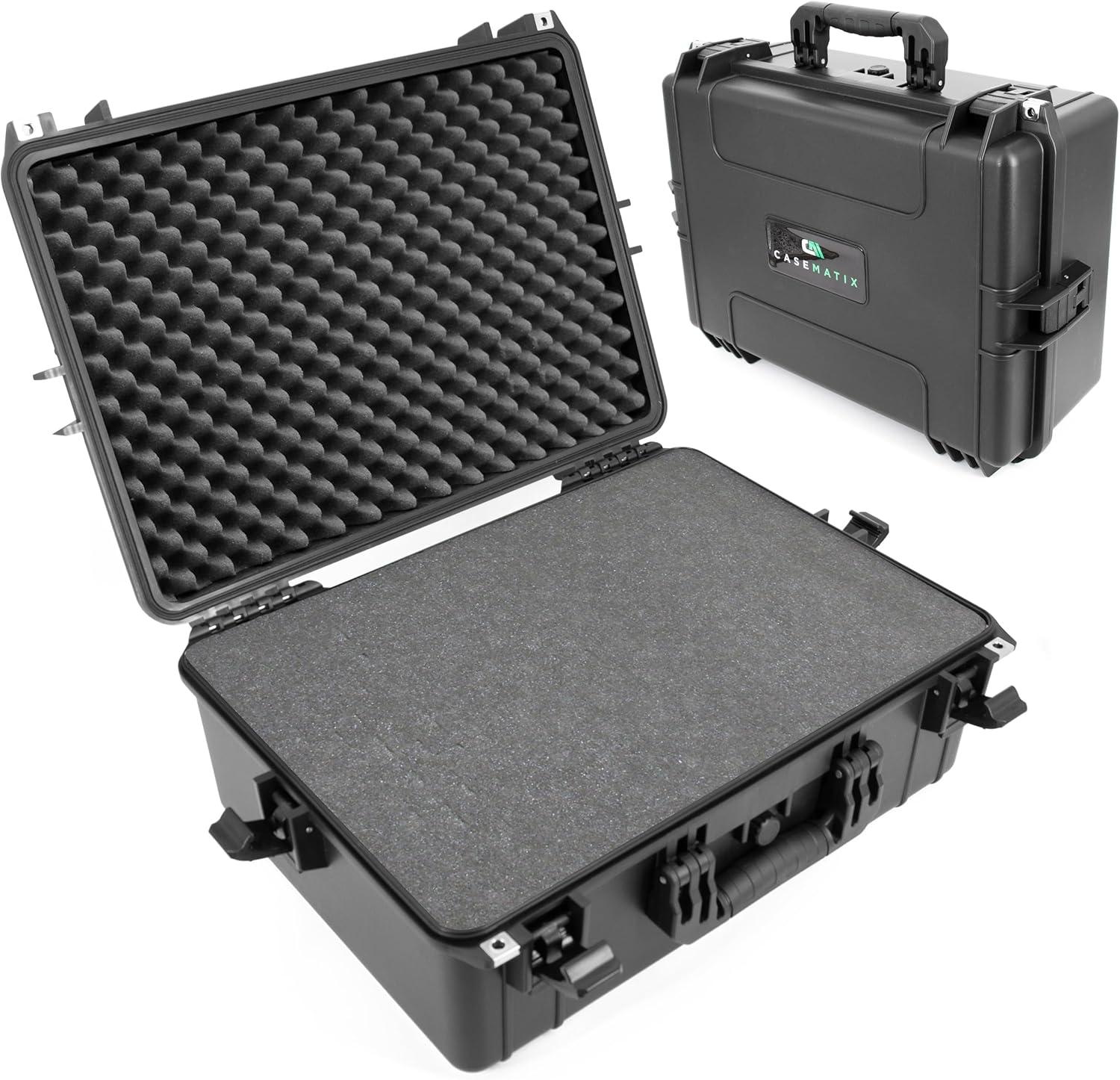 CASEMATIX 23" Waterproof Hard Case with Customizable Foam for Electronics, Tools and Accessories - Hard Shell Plastic Case with Pre-Diced Travel Case Foam Interior