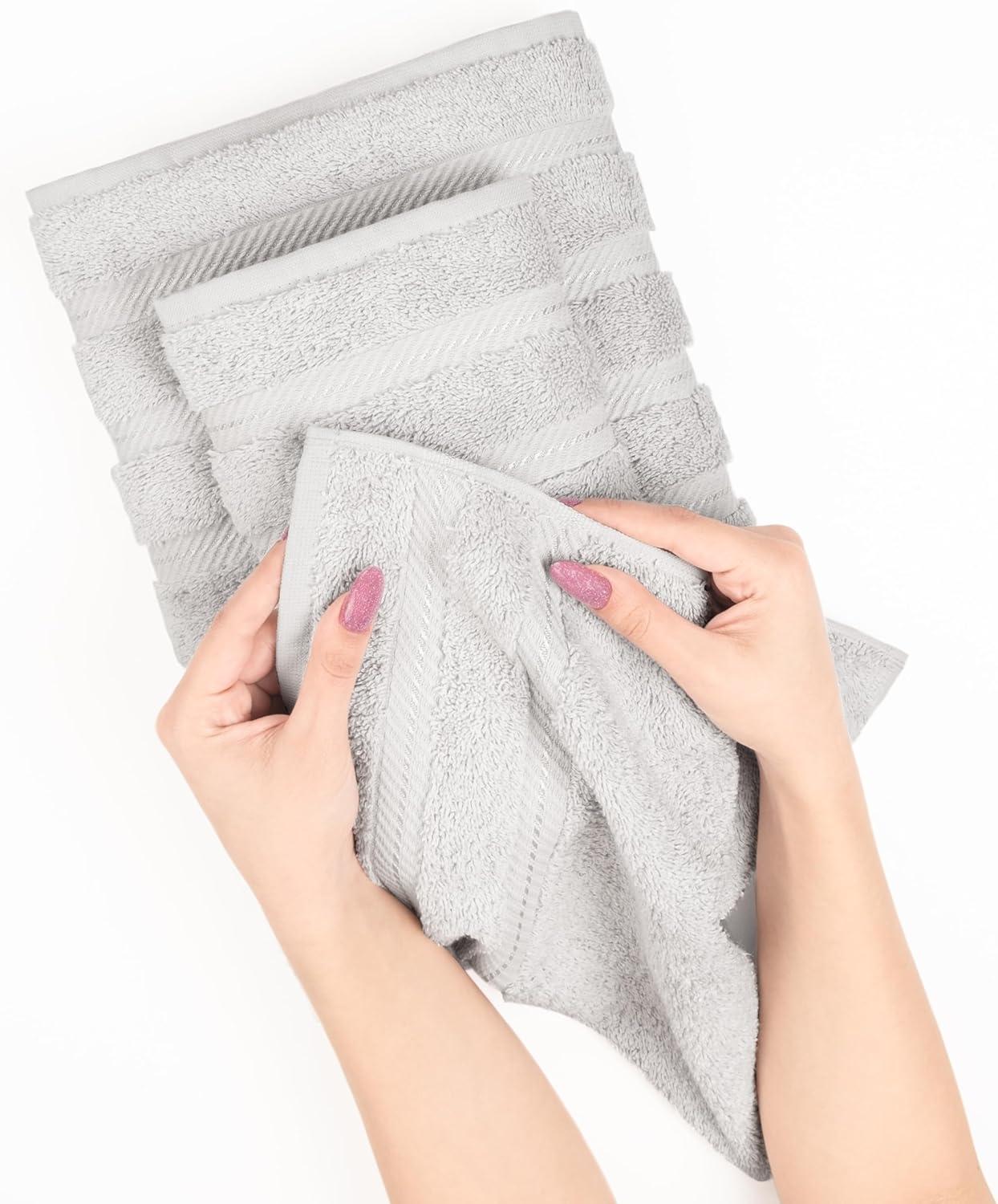 American Soft Linen Luxury Turkish 4 Piece Hand Towel Set, 100% Cotton  16x28 inches Soft and Quick Dry Hand Towels for Bathroom