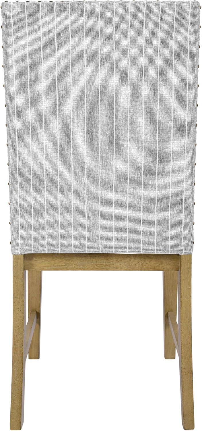 Light Grey Upholstered Linen Parsons Side Chair Set with Wood Frame