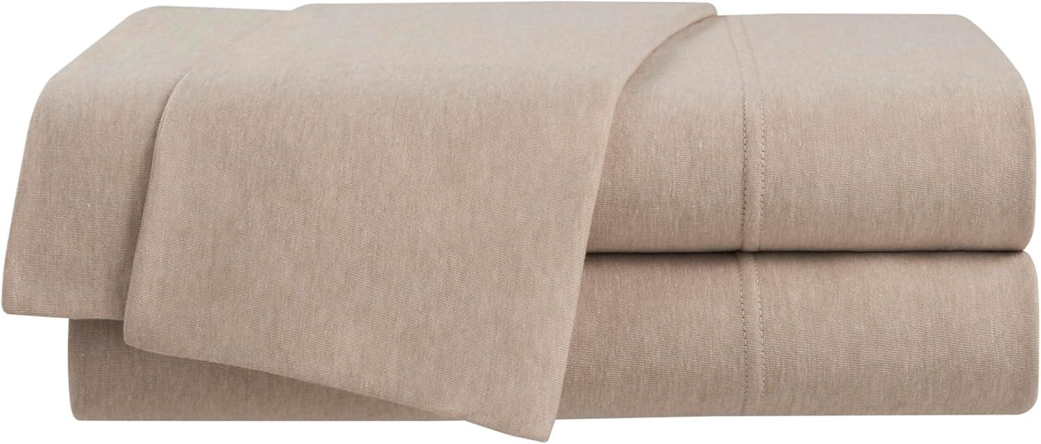 Vellux 4-Pc. Queen Solid Jersey Knit Sheets - Cotton Blend, Deep Pocket, Ultra Soft, Taupe