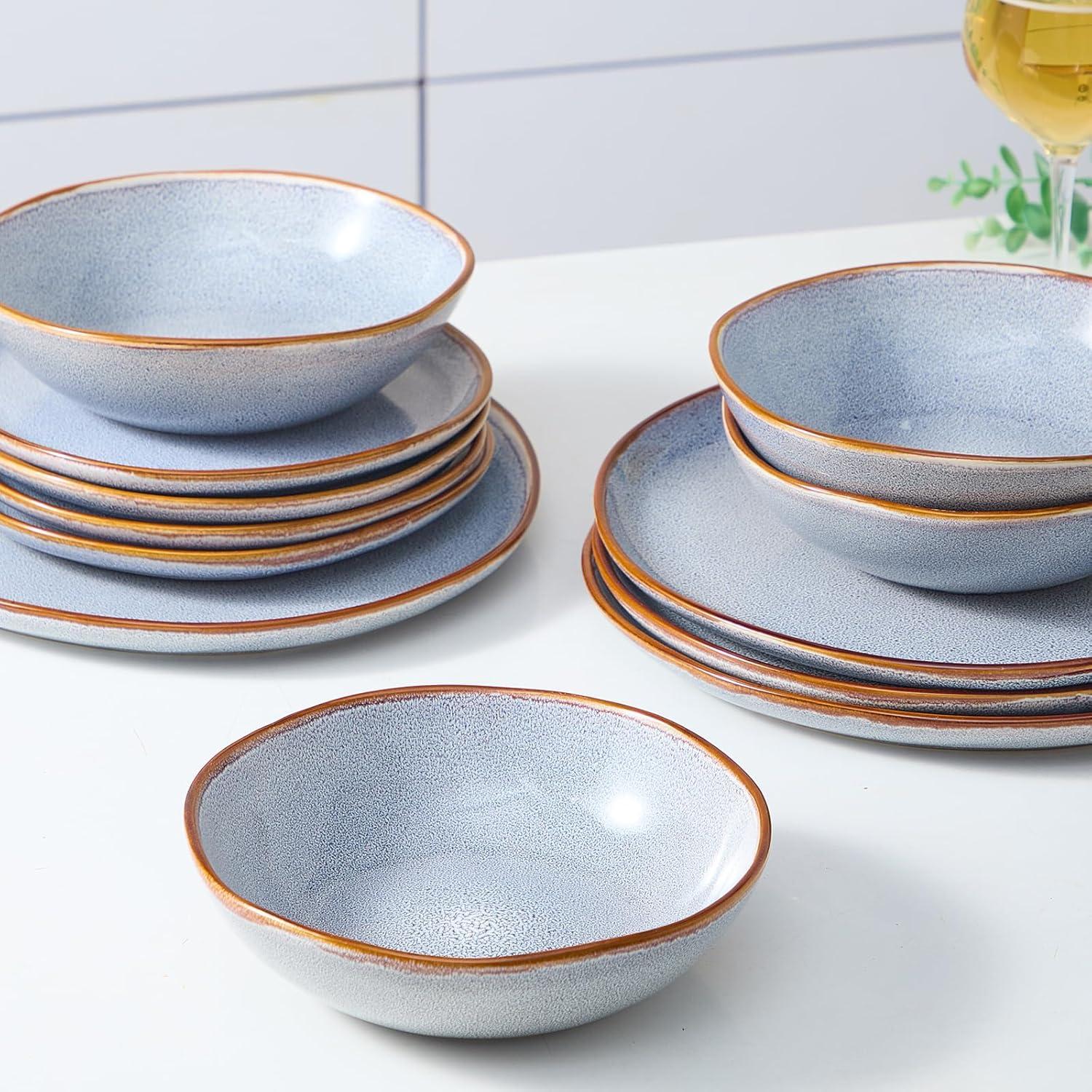 Brunnera Blue and White Porcelain Dinnerware Set for 4