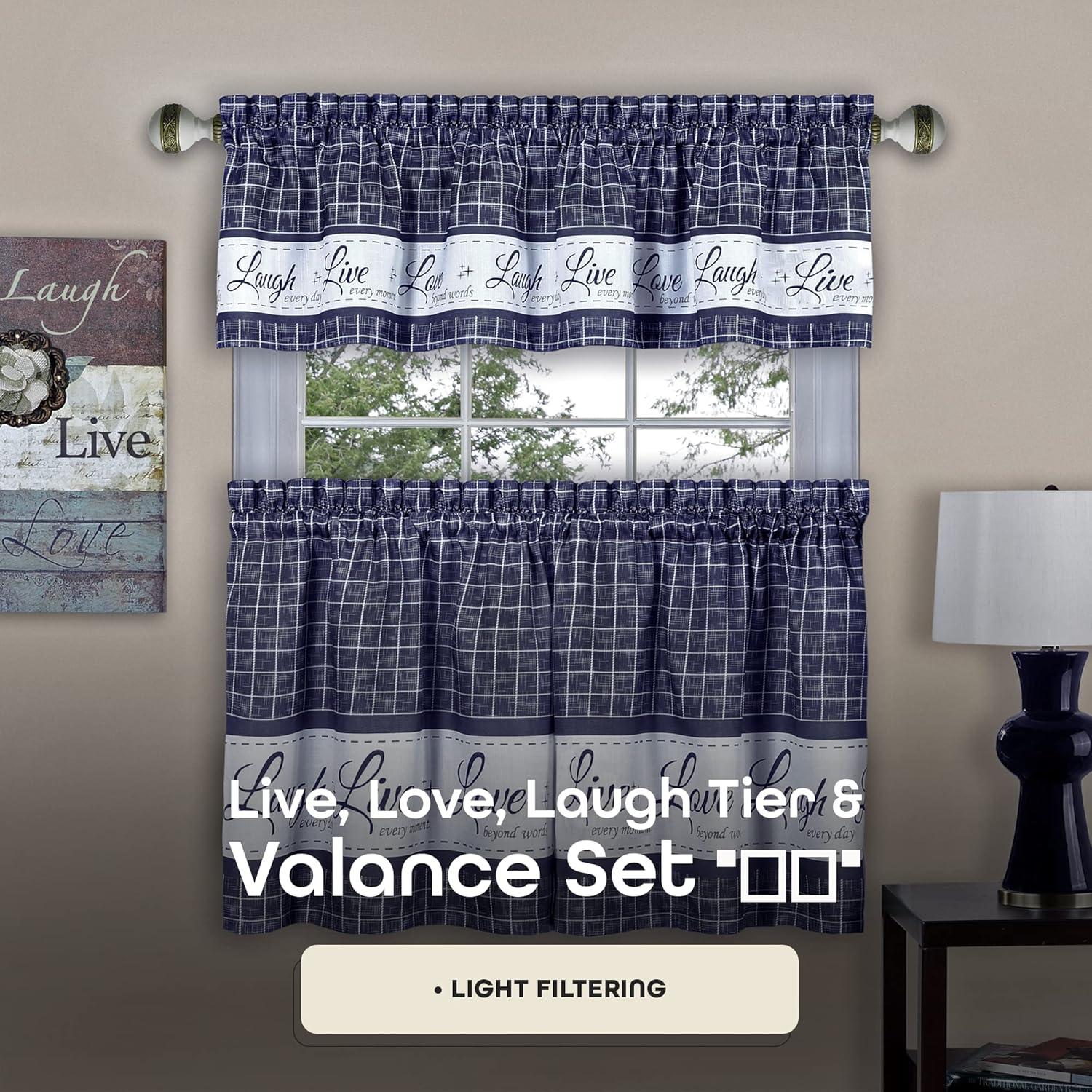 Achim Live, Love, Laugh Window Curtain Tier Pair and Valance Set