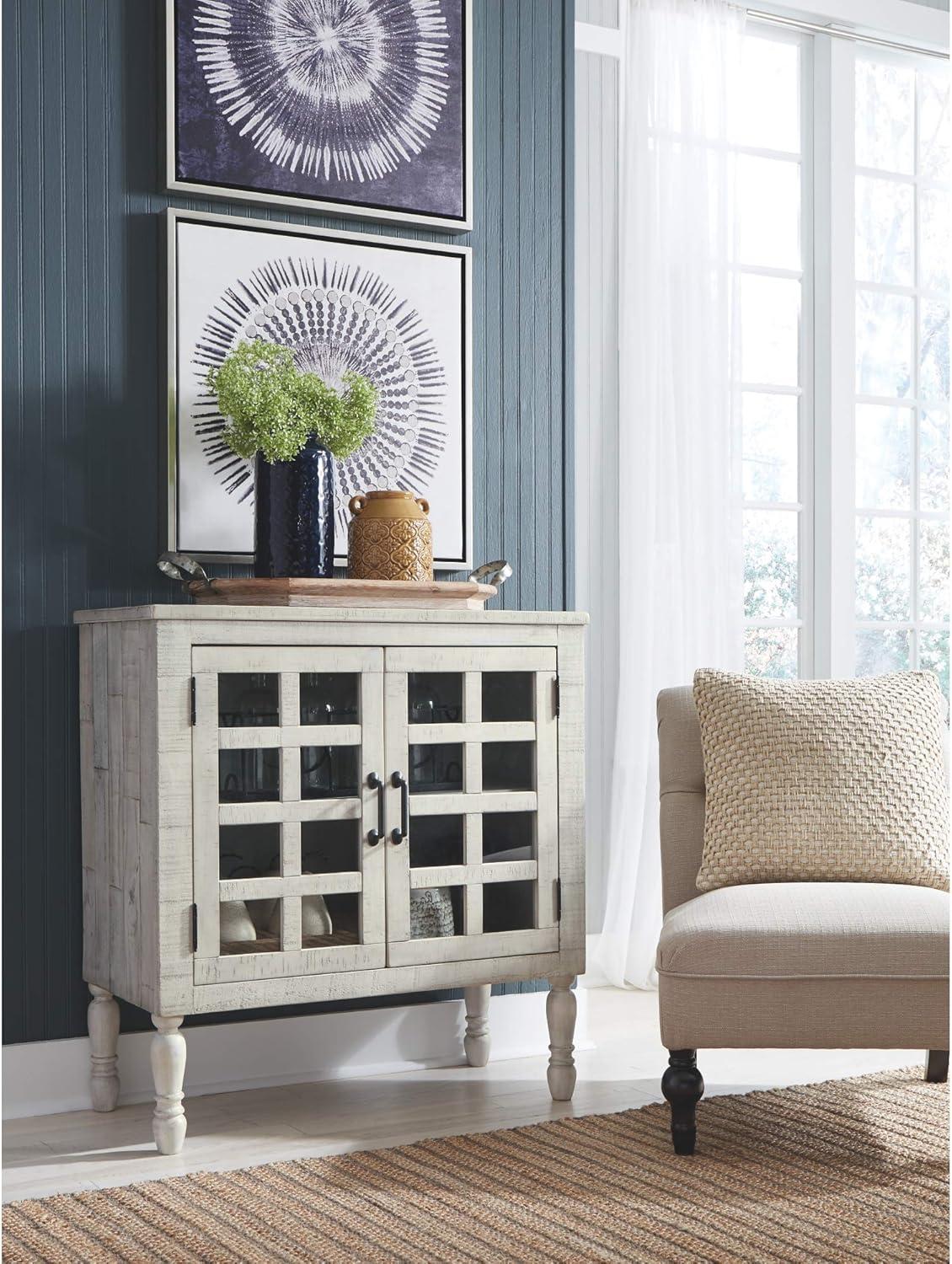 Transitional Whitewash Adjustable Office Accent Cabinet