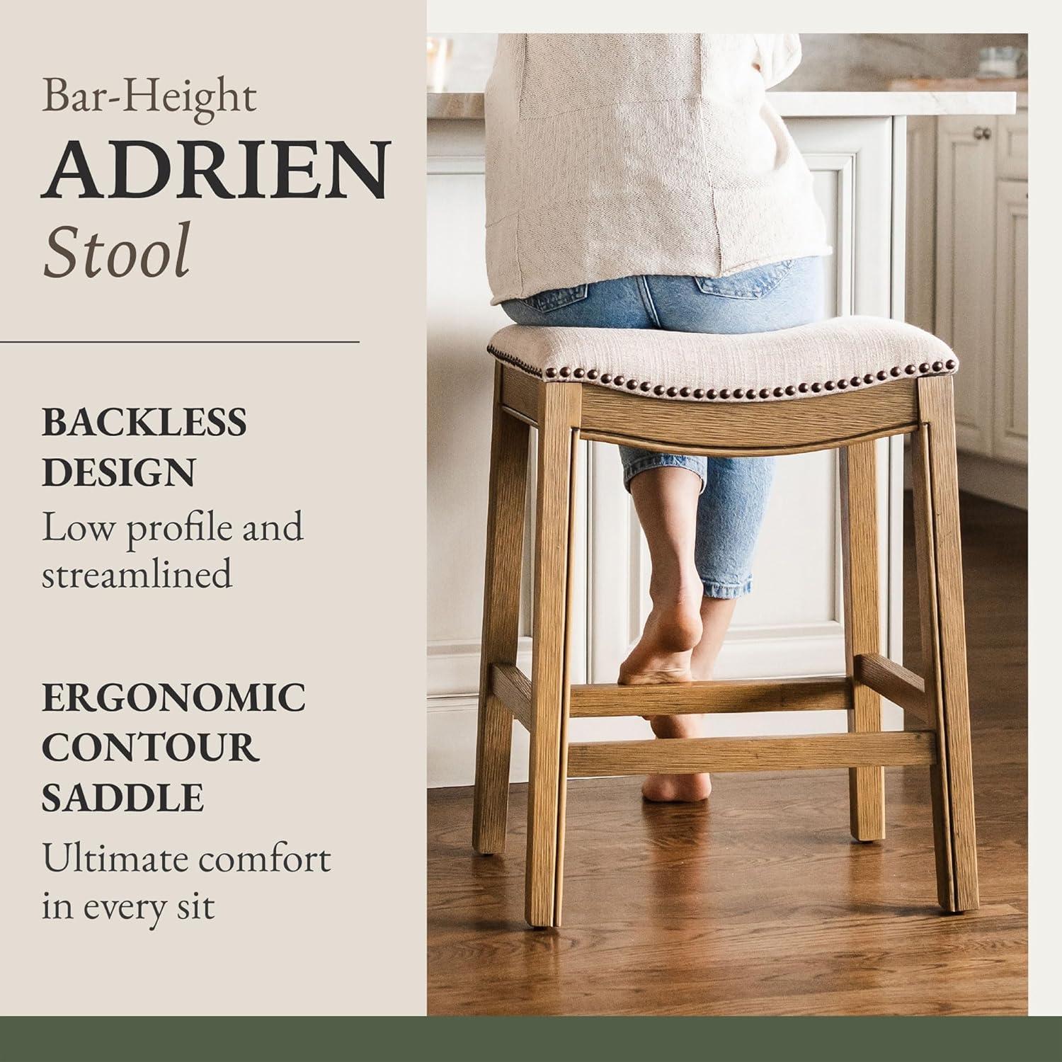 Maven Lane Adrien Upholstered Backless Saddle Kitchen Stool, Set of 3