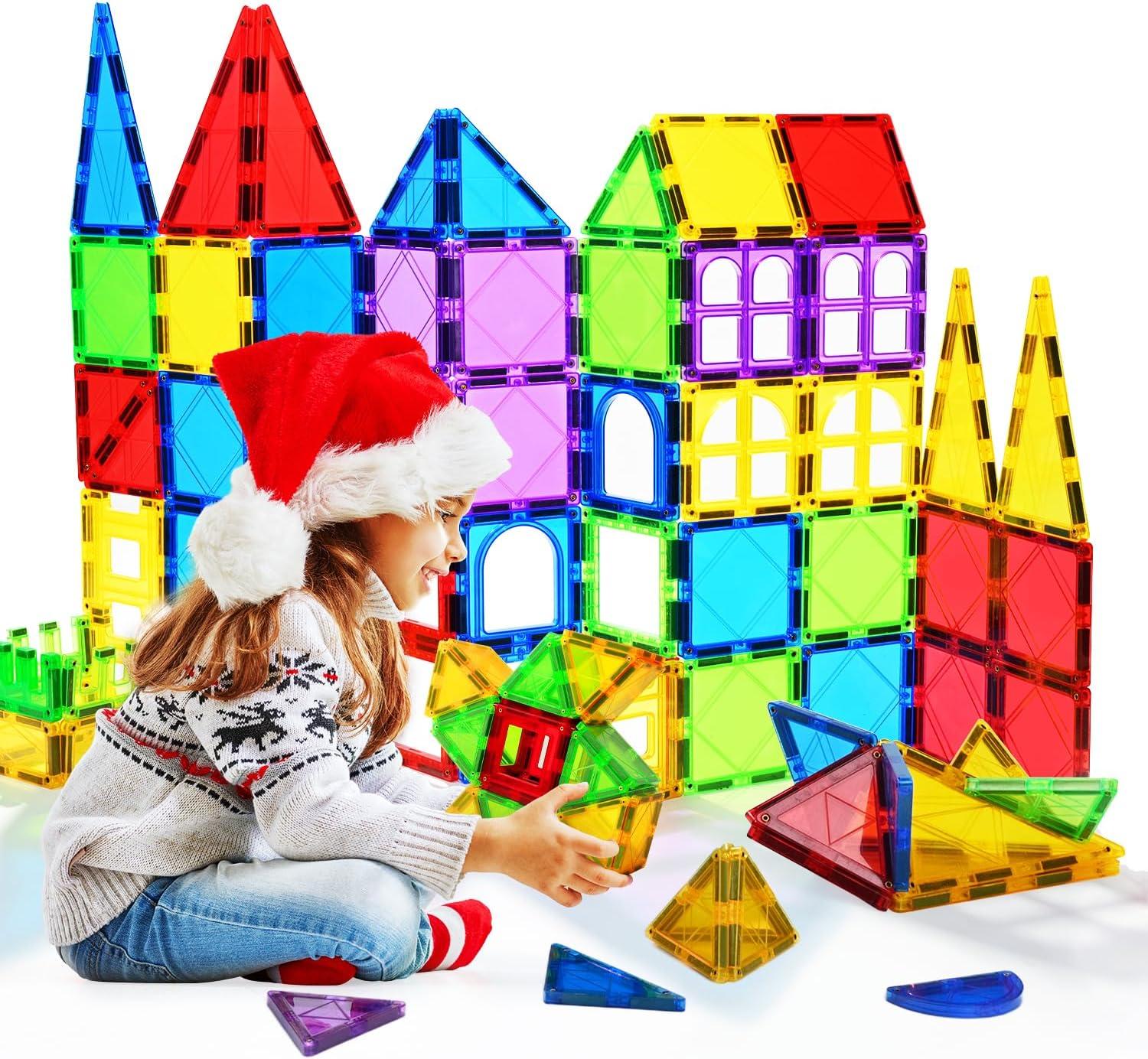 MAGBLOCK Magnetic Blocks - Magnetic Tiles Toys for Toddlers Kids Magnet Building Blocks Preschool Magnet Set for Boys and Girls Stem Toys 70 Pieces