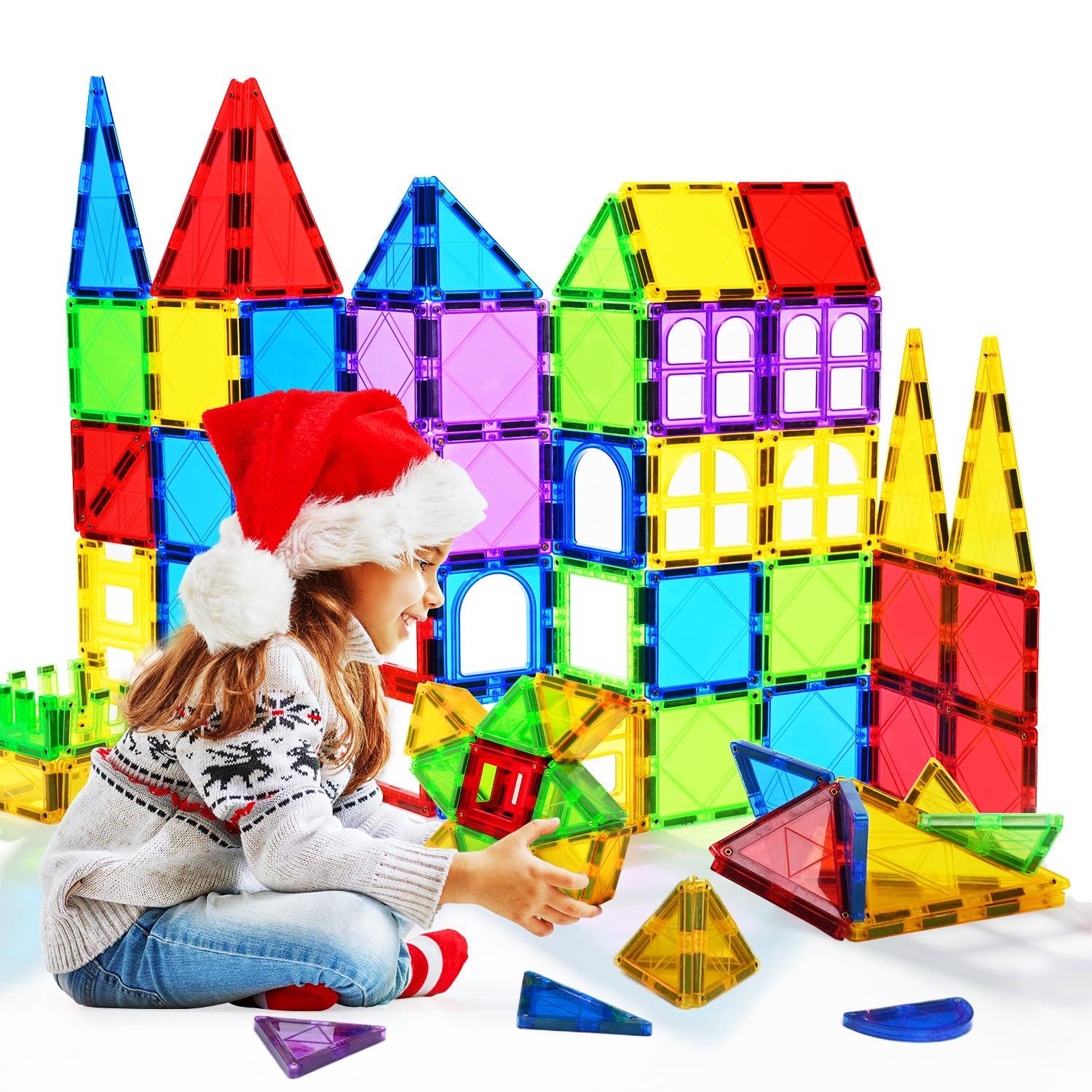 MAGBLOCK Magnetic Blocks - Magnetic Tiles Toys for Toddlers Kids Magnet Building Blocks Preschool Magnet Set for Boys and Girls Stem Toys 70 Pieces