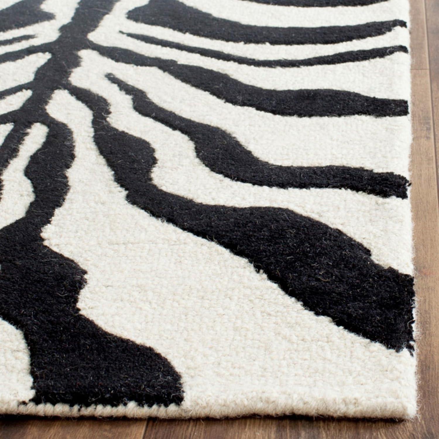 SAFAVIEH Cambridge Leah Animal Stripes Wool Area Rug, Ivory/Brown, 5' x 8'