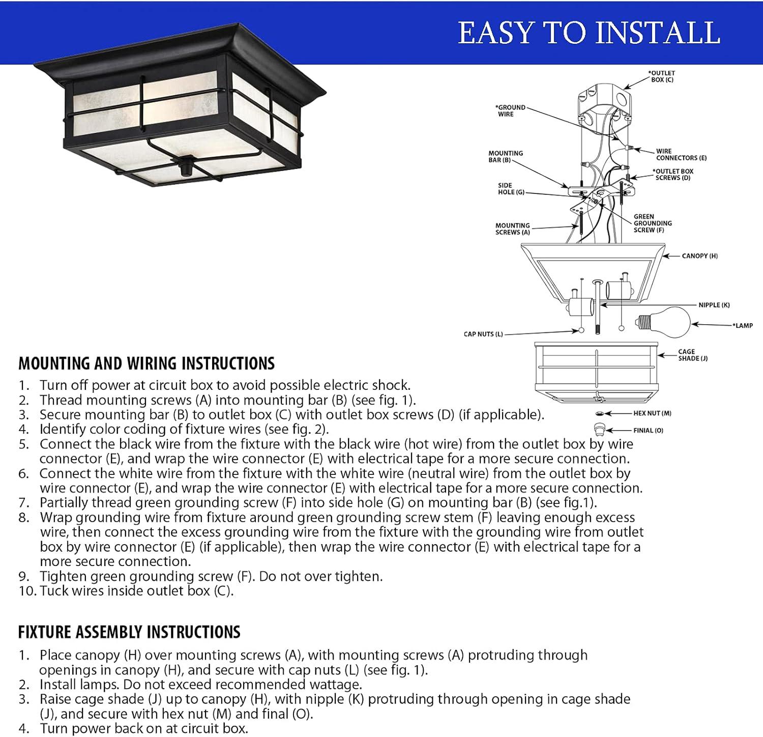 Orwell Textured Black Steel Outdoor Flush-Mount Light with Frosted Glass