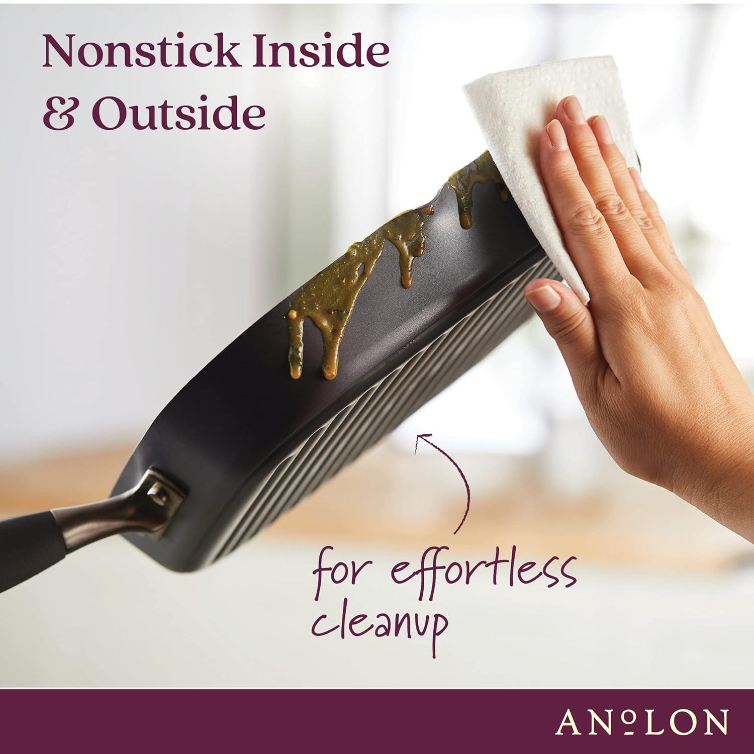 Anolon Anolon Advanced Home Hard Anodized Nonstick Deep Square Grill / Griddle Pan With Pour Spouts,11 Inch