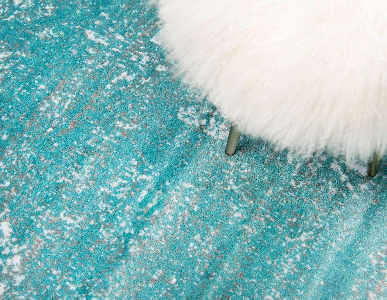 Unique Loom Sofia Collection Area Rug - Casino (6' 1" x 9' Rectangle Turquoise/Ivory)