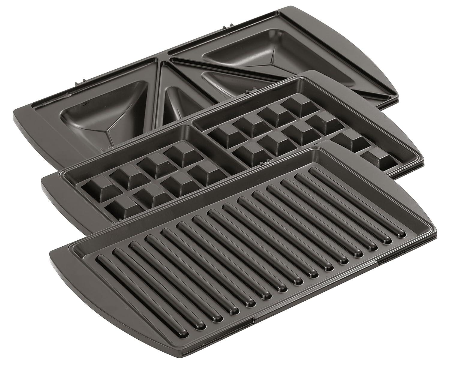 Salton 3-In-1 Pocket Sandwich Maker, Belgian Waffle Maker, and Electric Grill with Non-Stick Removable Dishwasher-Safe Plates, (SM1543)