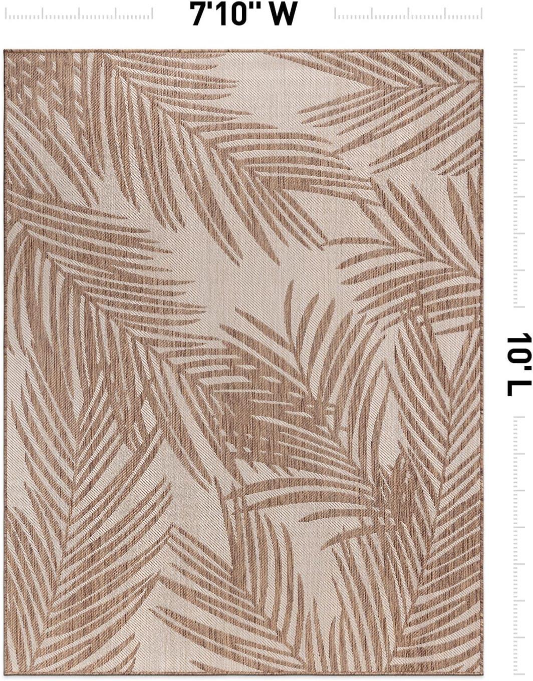 World Rug Gallery Contemporary Distressed Leaves Textured Flat Weave Indoor/Outdoor Area Rug - BROWN 7'10"X10'