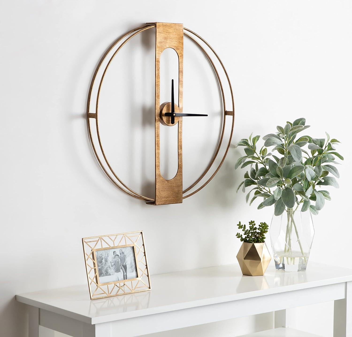 Kate & Laurel All Things Decor 22"x22" Urgo Numberless Metal Wall Clock Gold: Modern, Round, Indoor Decorative Clock
