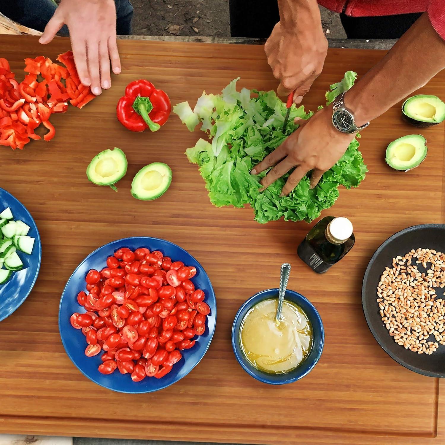 BambooMN Bamboo Burner Cover Cutting Board - 3 Ply - Extra Large Square - Grooved/Flat (24" x 24" x 0.75") - 1 Piece