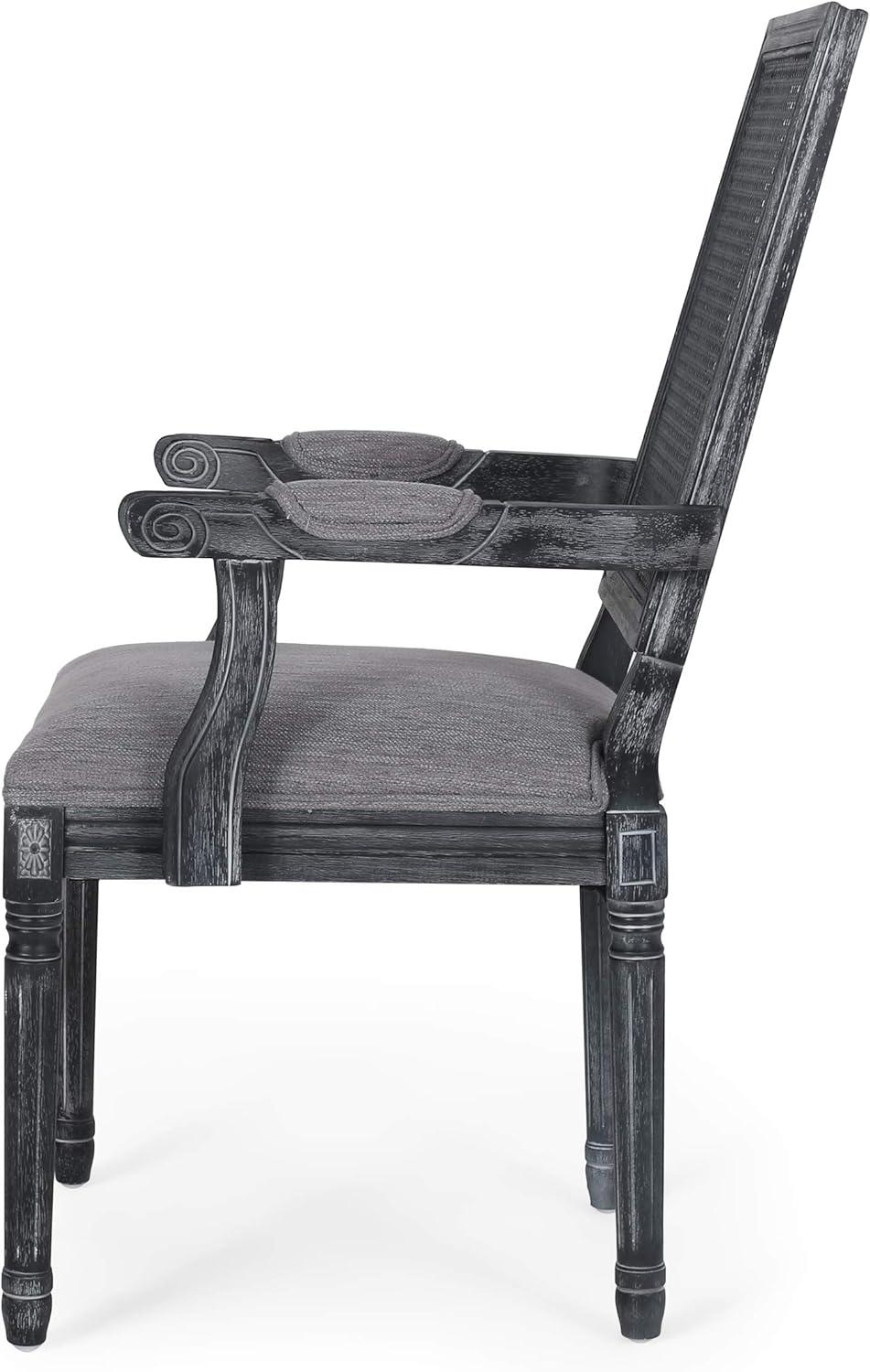 Set of 2 Maria French Country Wood and Cane Upholstered Dining Chairs Gray - Christopher Knight Home
