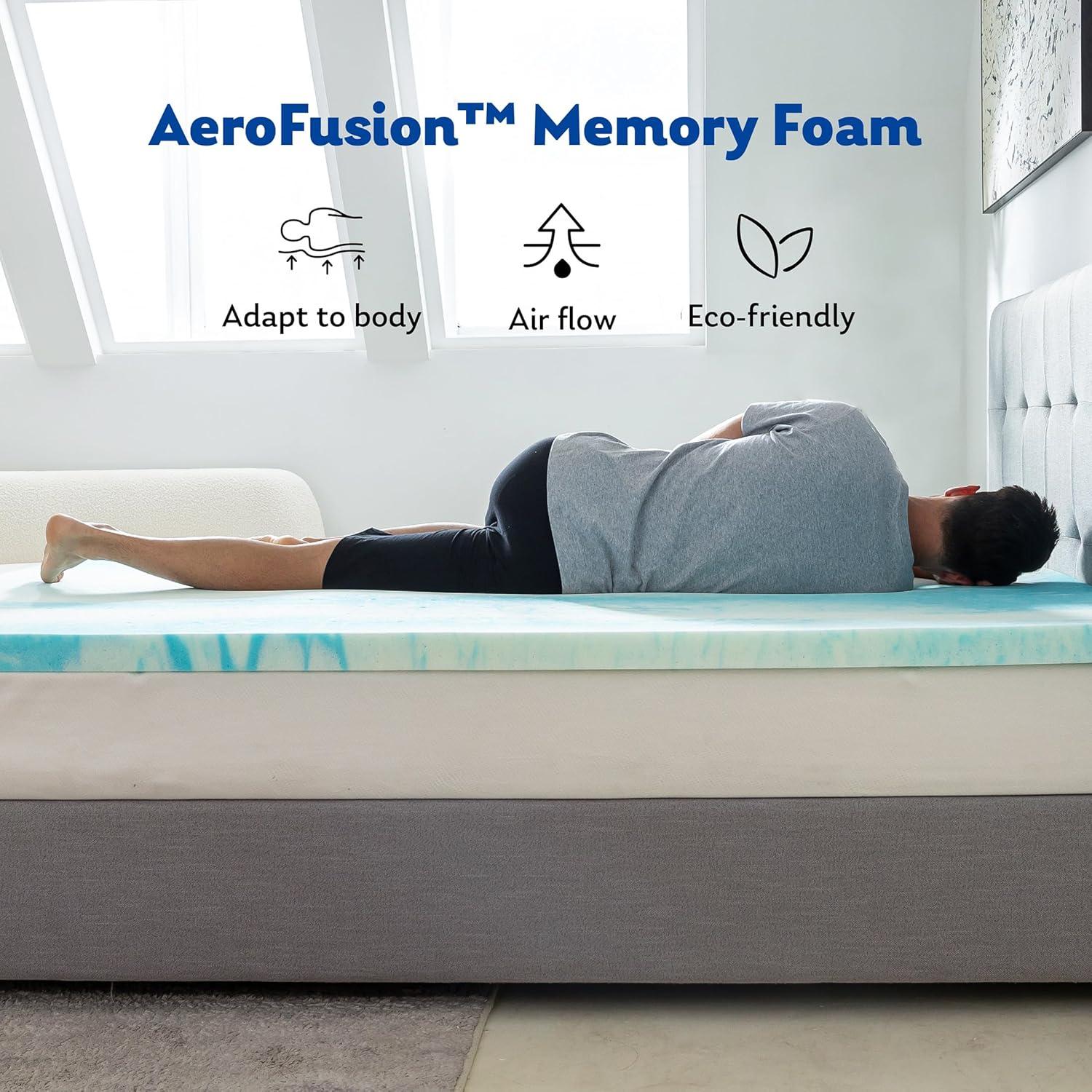 Twin Gel-Infused Memory Foam Cooling Mattress Topper