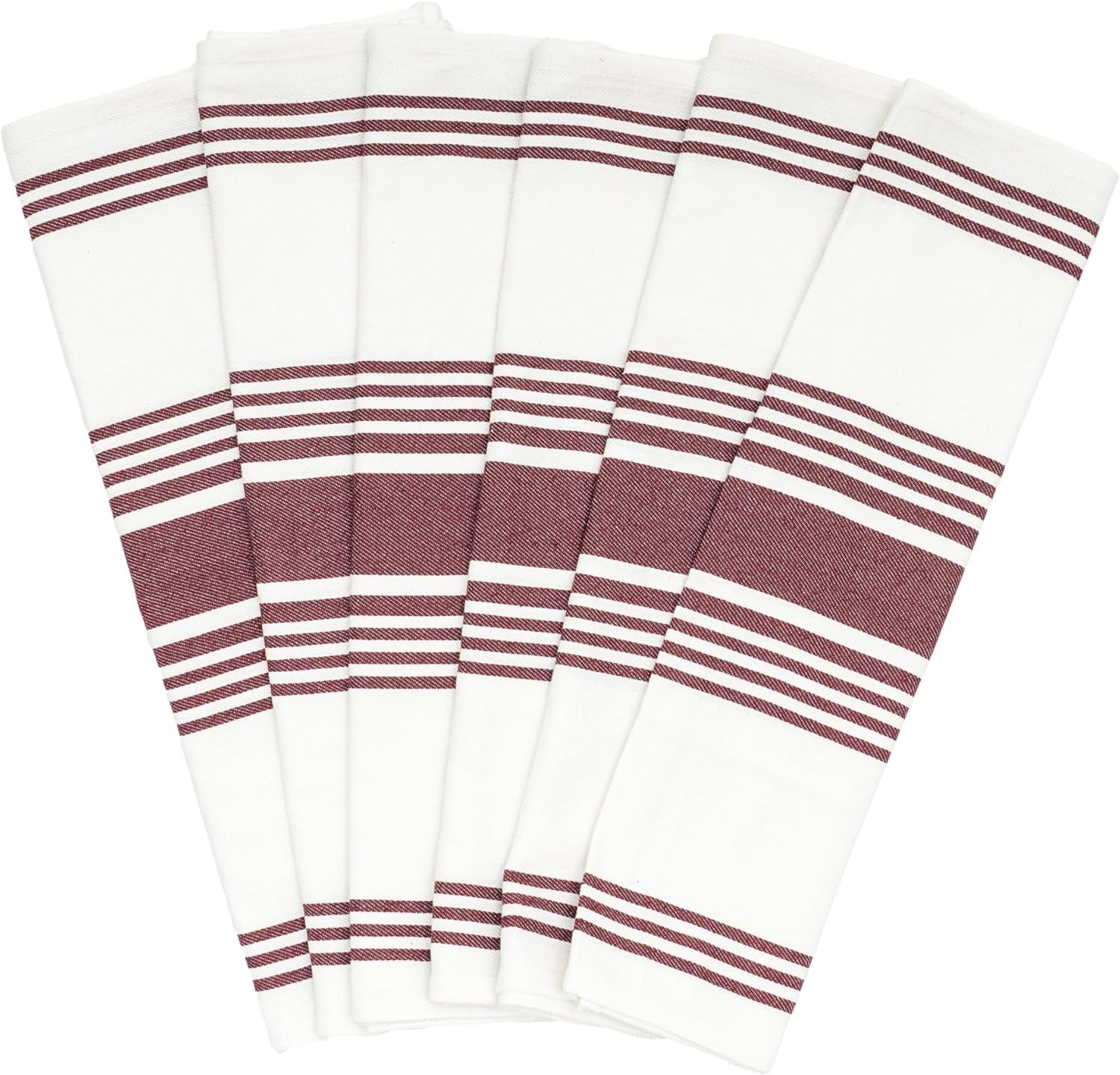 Maroon Kitchen Towels - 100% Cotton, 6 Pack, 30"x20" Holiday Kitchen Towels with Hanging Loop - Absorbent, Washable and Durable Christmas Tea Towels - Maroon Dish Towels (6 Pack)