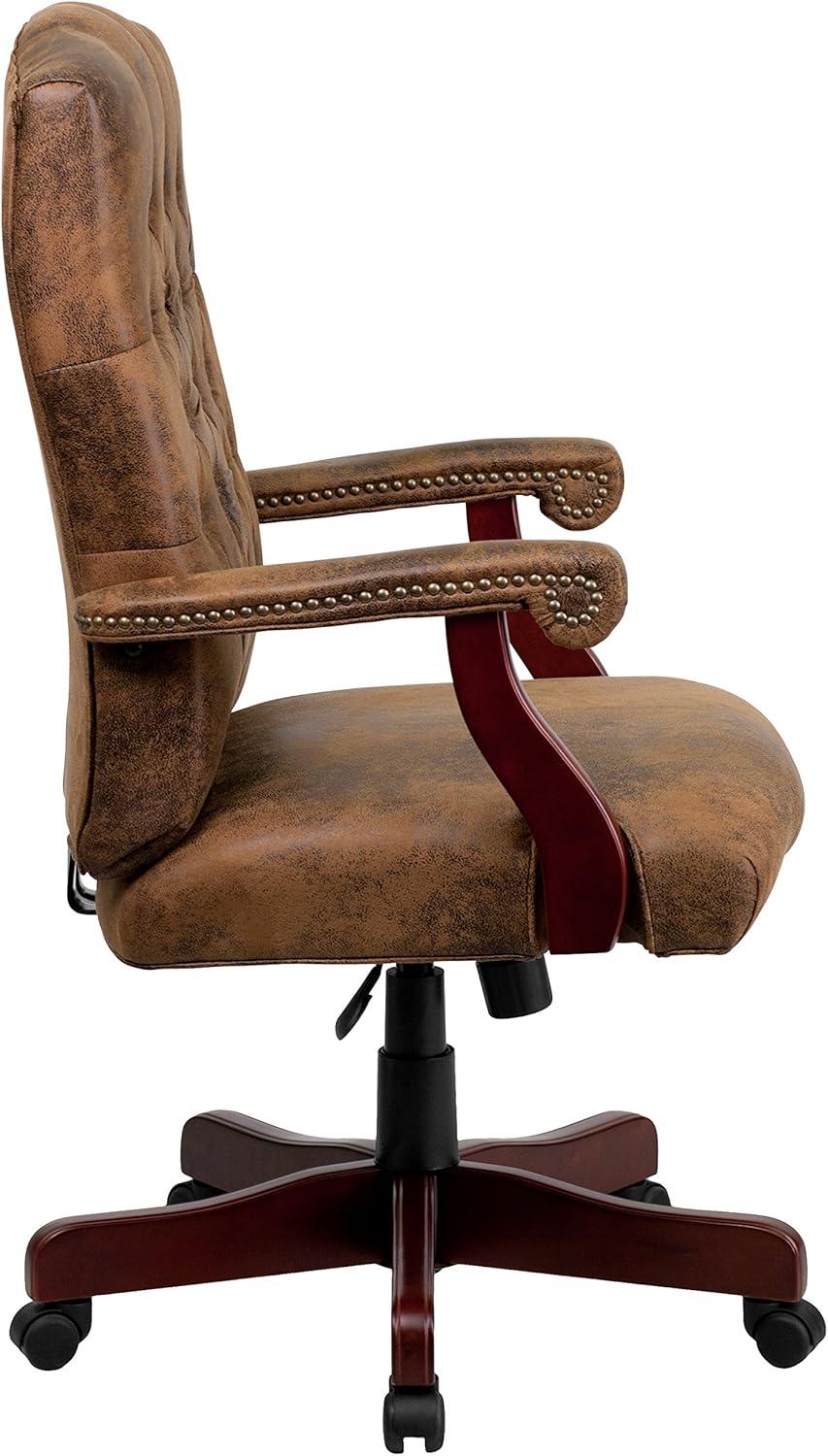 Flash Furniture Farmhouse High-Back Tufted Executive Swivel Office Chair with Arms