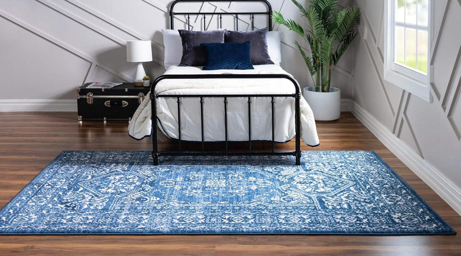Unique Loom Boston Collection Area Rug - Floral (3' 3" x 5' 3" Rectangle White Blue/Gray)